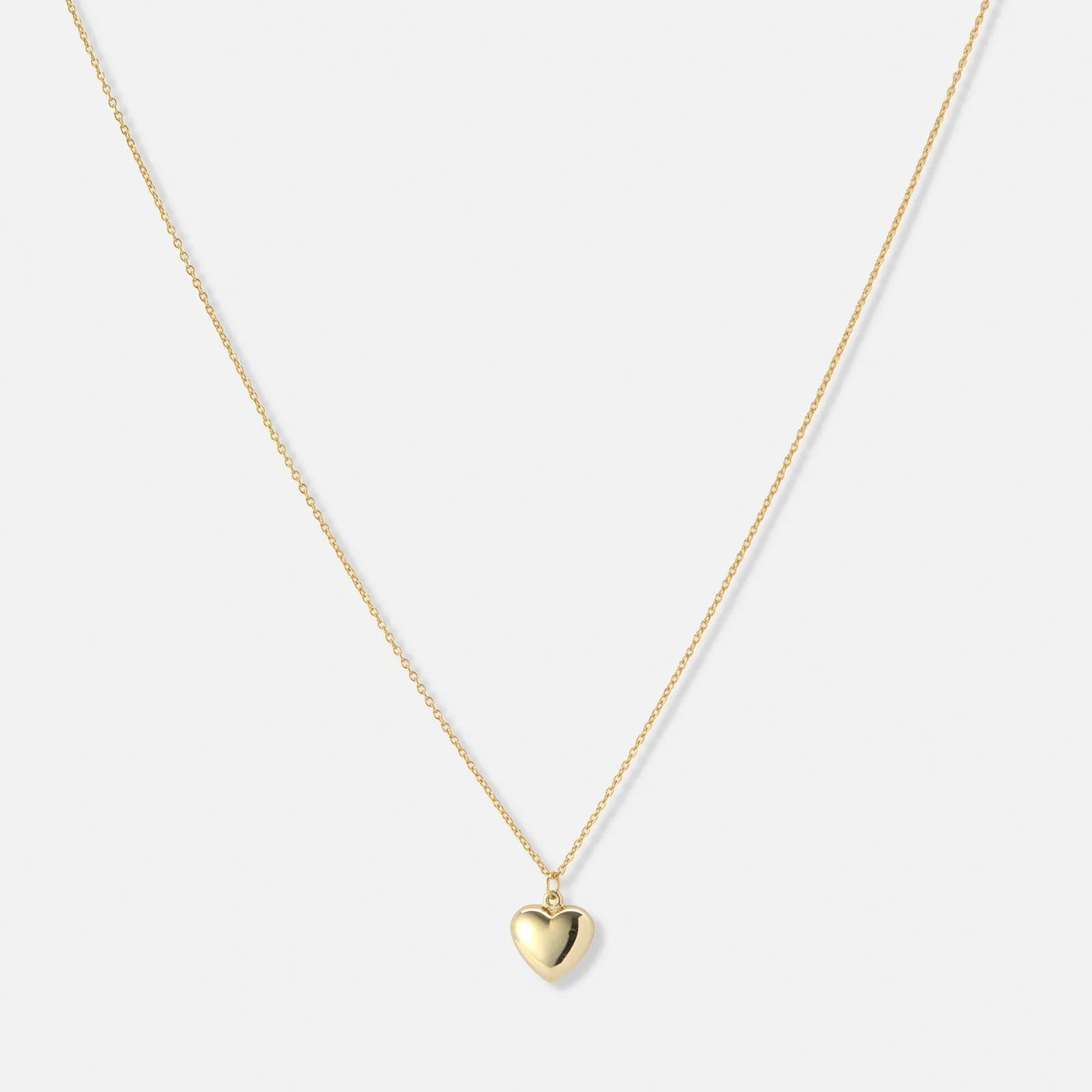 Guldpläterat silverhalsband, kedja med 12 mm hjärta - 42+3cm