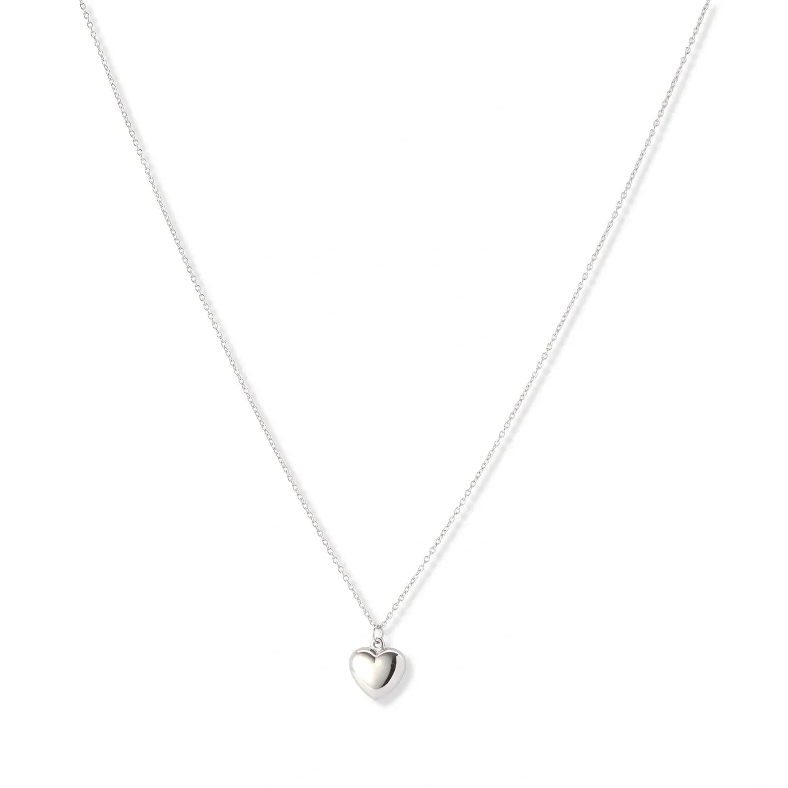 Silverhalsband, kedja med 12 mm hjärta - 42+3cm