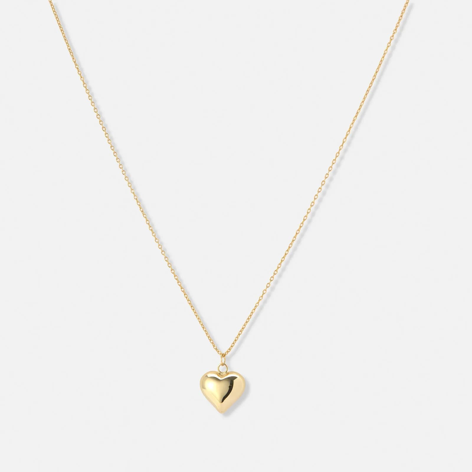 Guldpläterat silverhalsband, kedja med 14 mm hjärta - 42+3cm