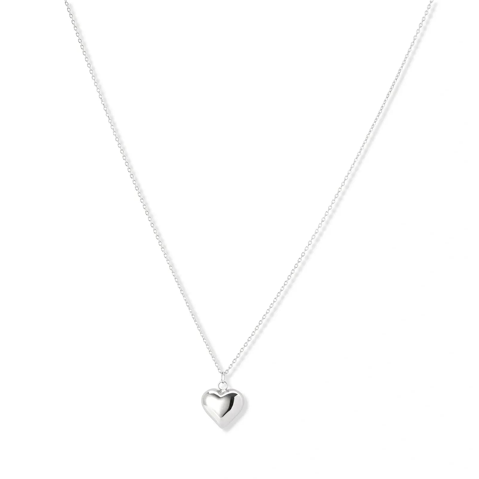 Silverhalsband, kedja med 14 mm hjärta - 42+3cm