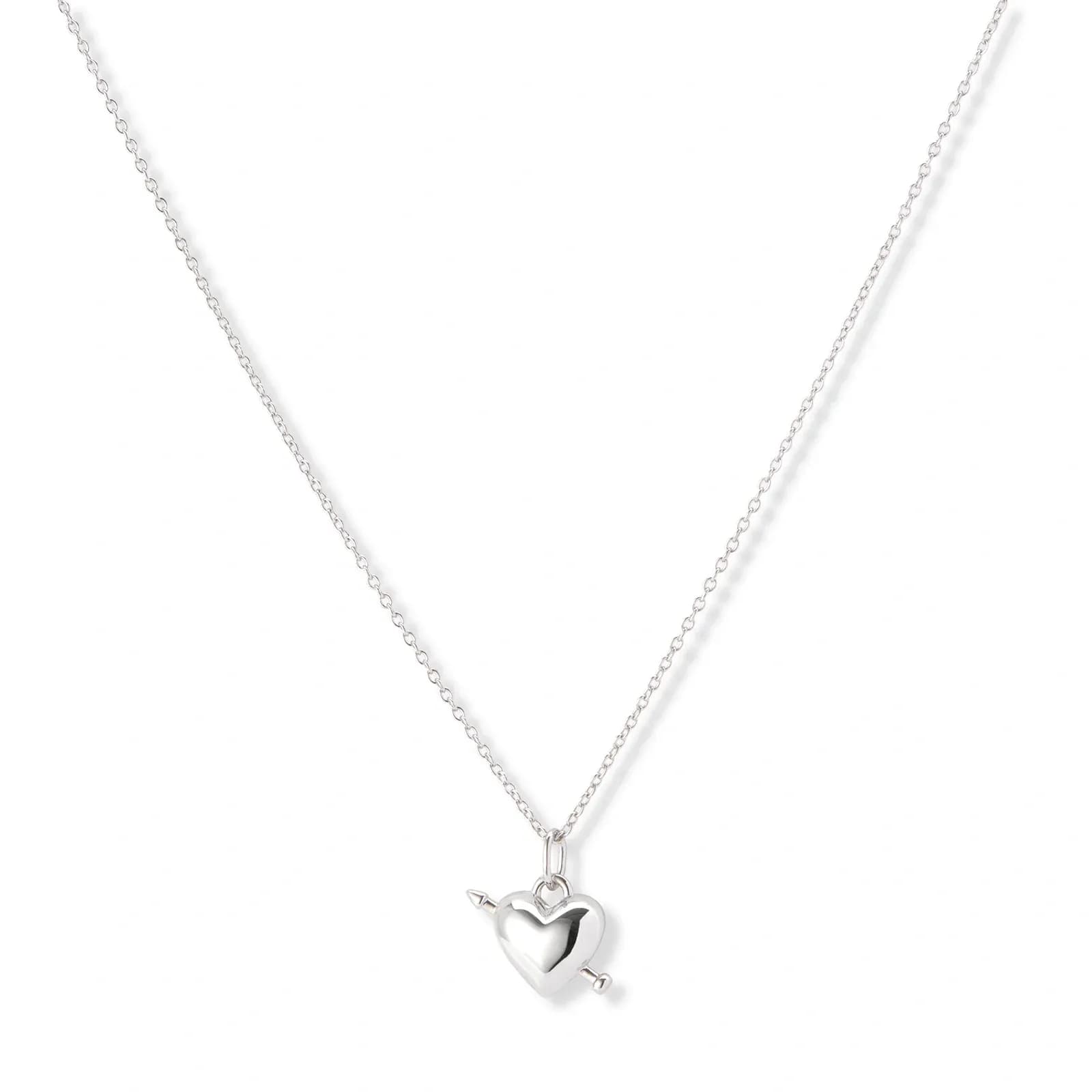 Silverhalsband, 15mm hjärta med pil - 42+3cm