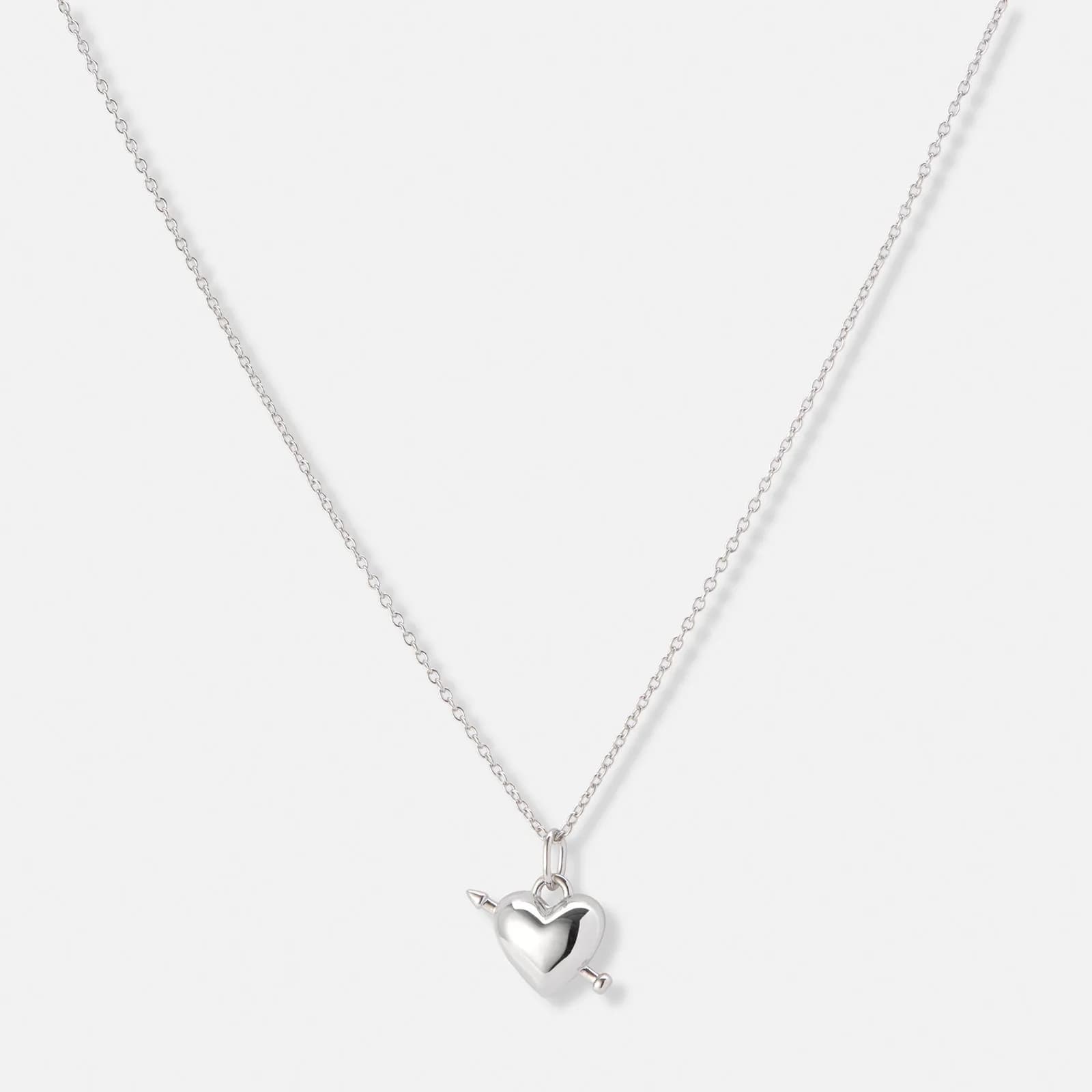 Silverhalsband, 15mm hjärta med pil - 42+3cm