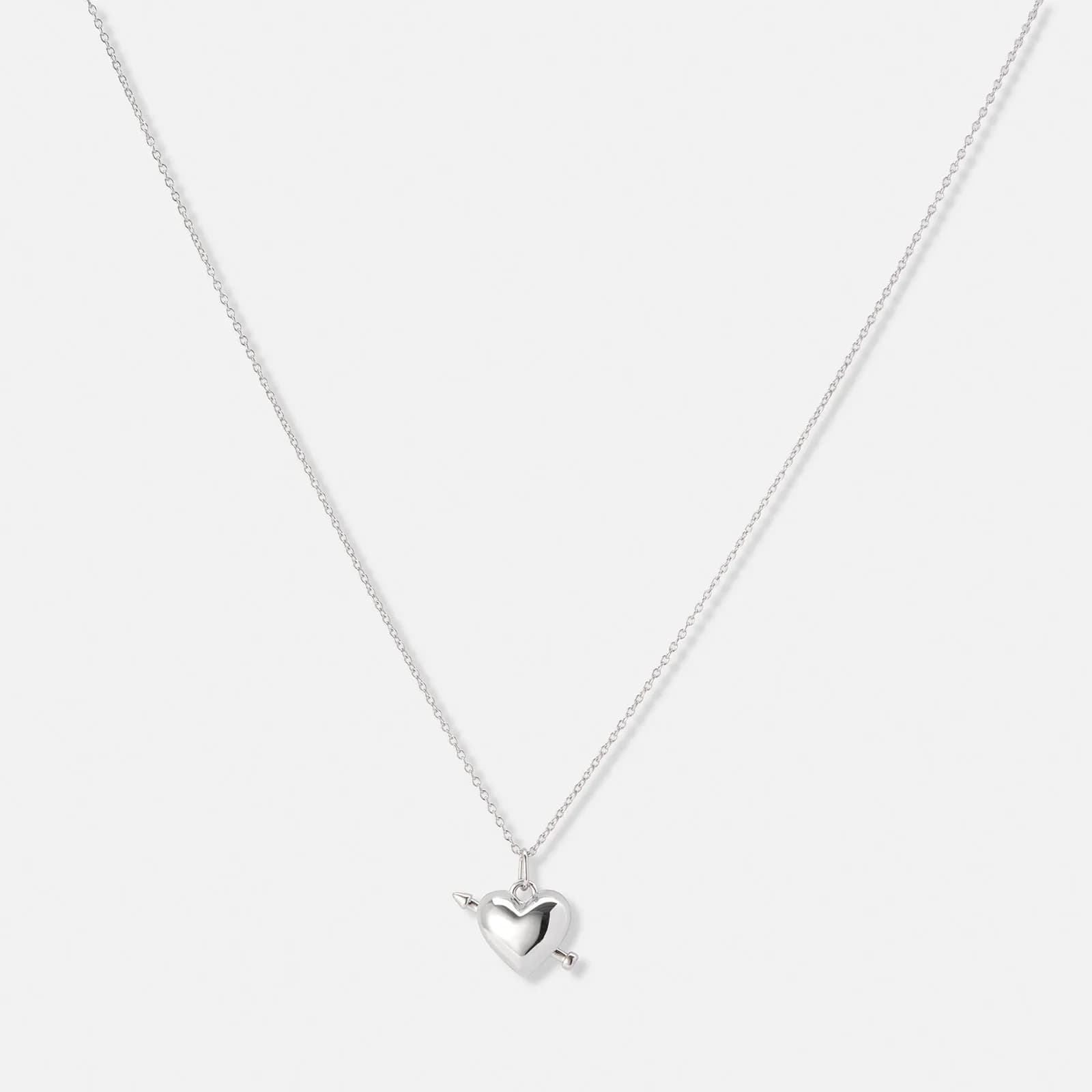 Silverhalsband, 17mm hjärta med pil - 42+3cm