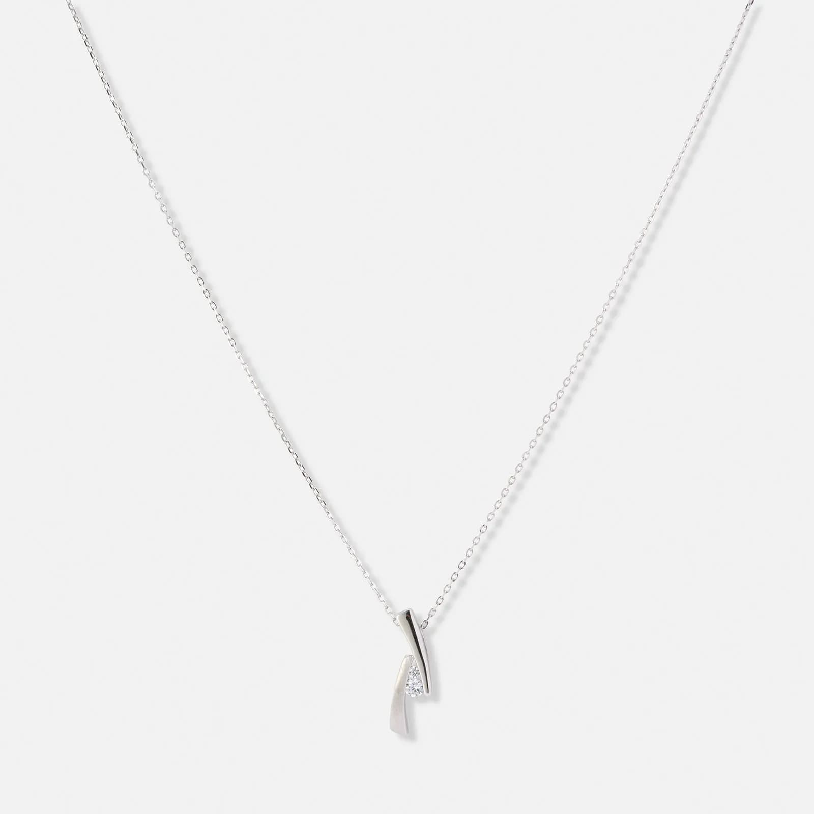 Silverhalsband, matt & blankt hänge med vita stenar - 42+3cm