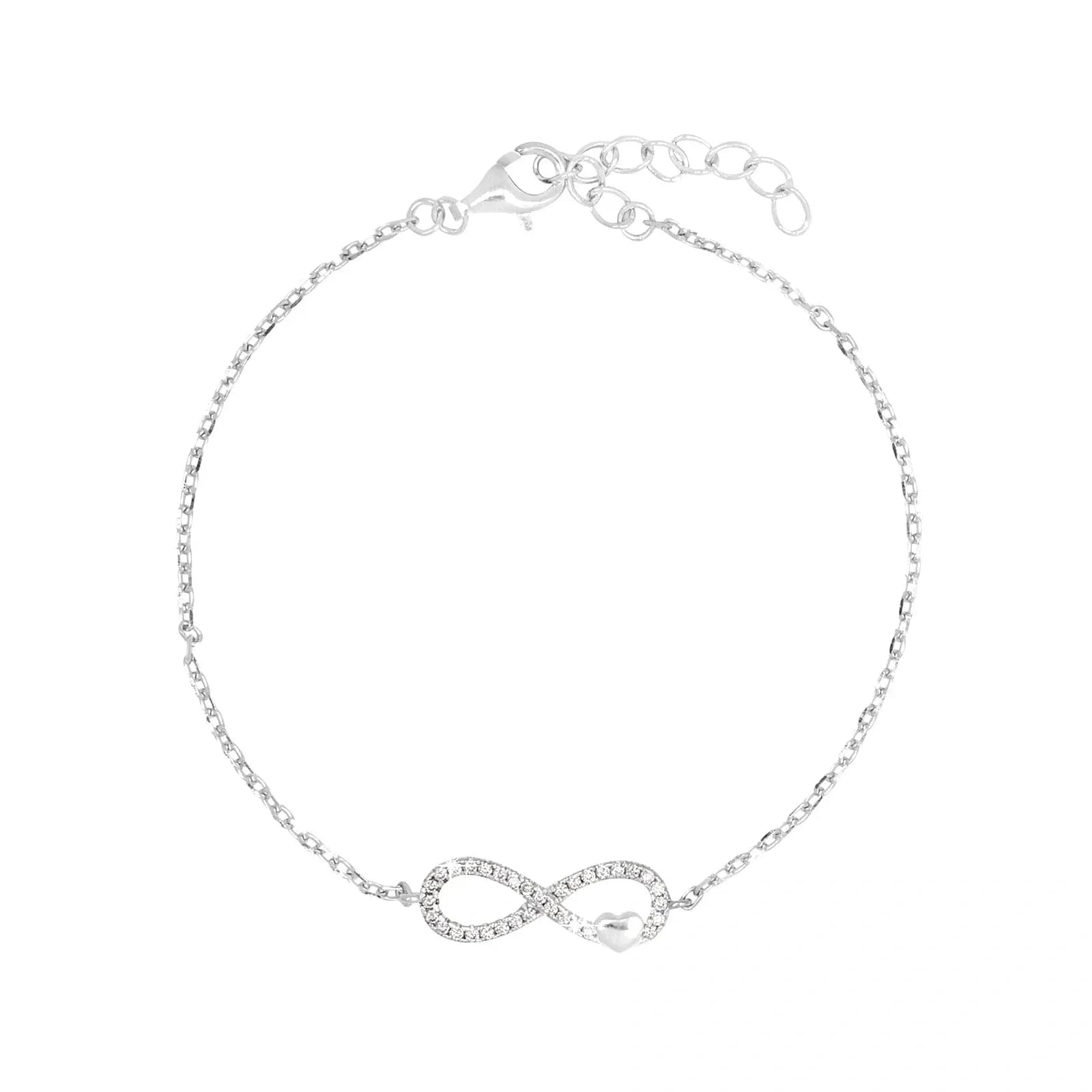 Armband dam, äkta silver - infinitysymbol, 16+3 cm