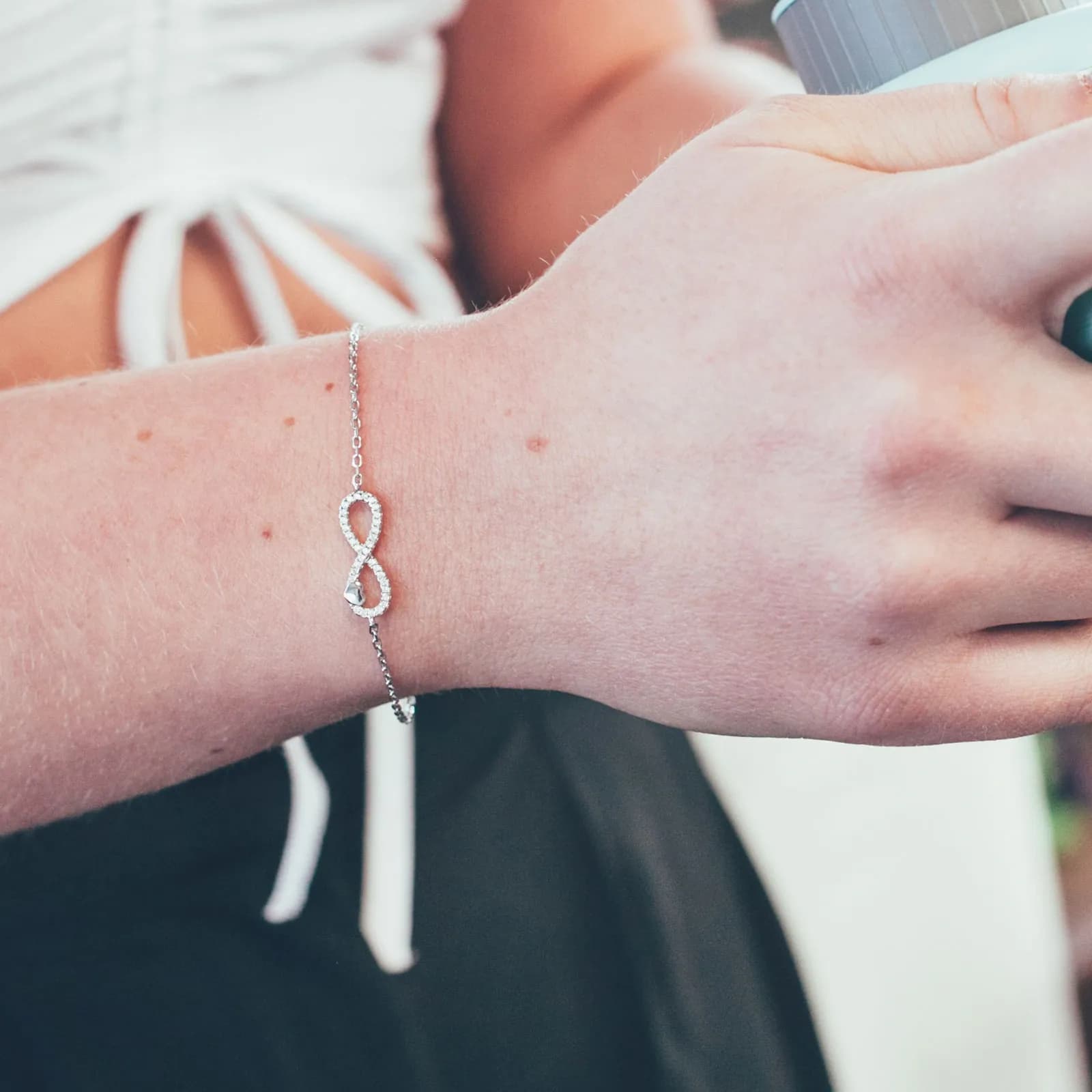 Armband dam, äkta silver - infinitysymbol, 16+3 cm 2