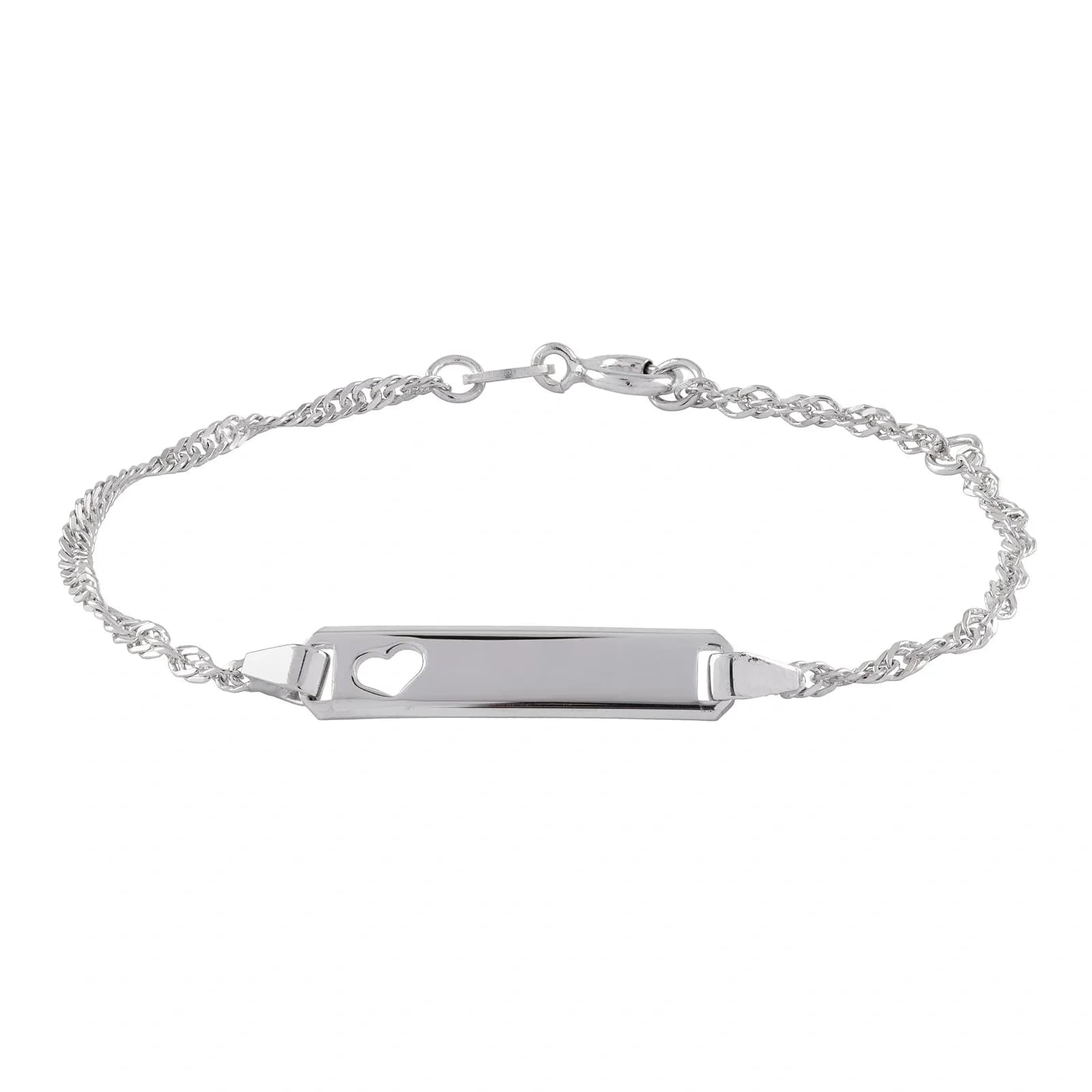 Armband barn äkta silver - mönstrad bricka, 13+2 cm