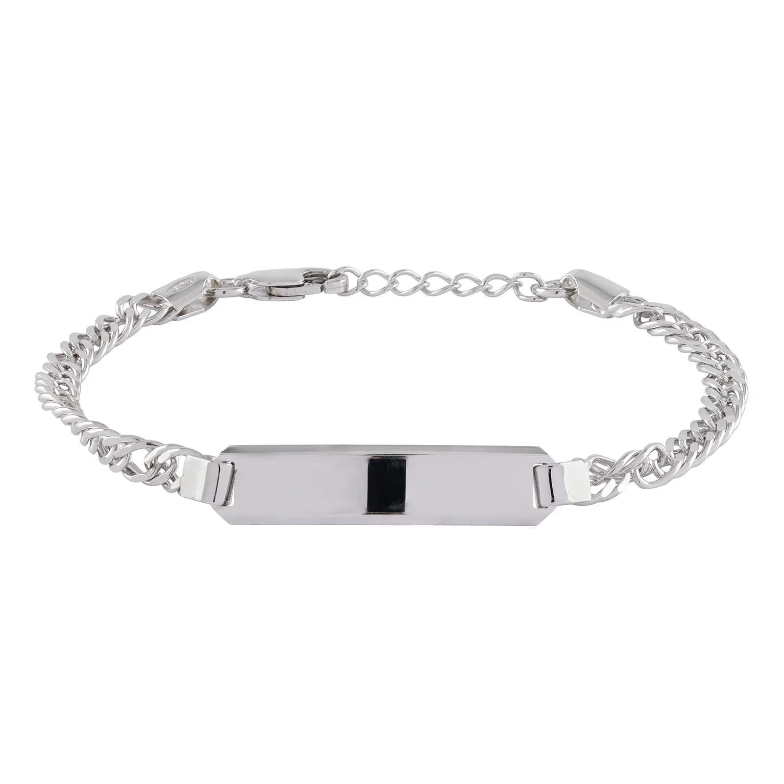 Armband barn äkta silver - bricka, tät pansar, 15+2 cm