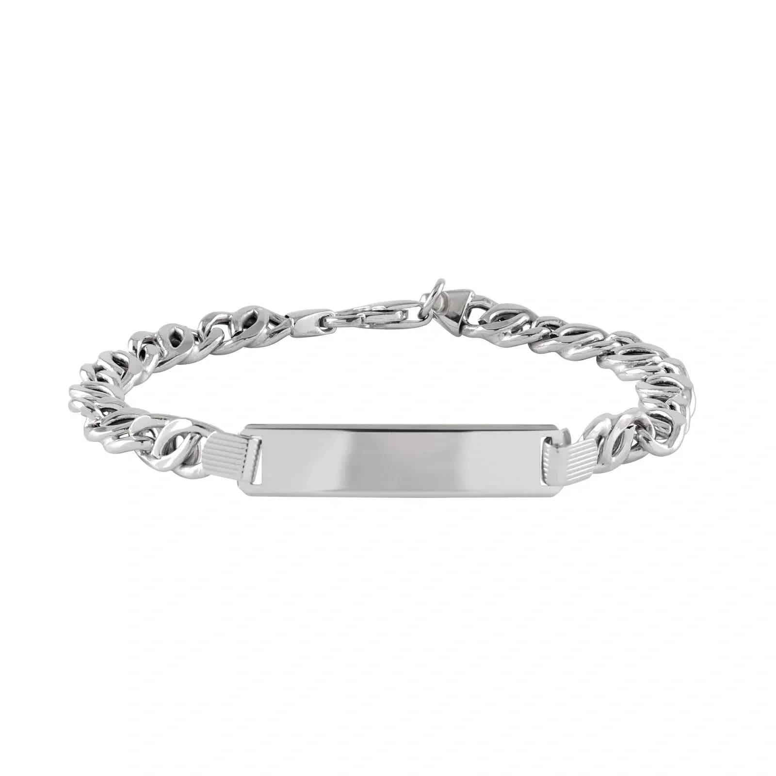 Armband dam äkta silver - bred pansar & bricka 19 cm