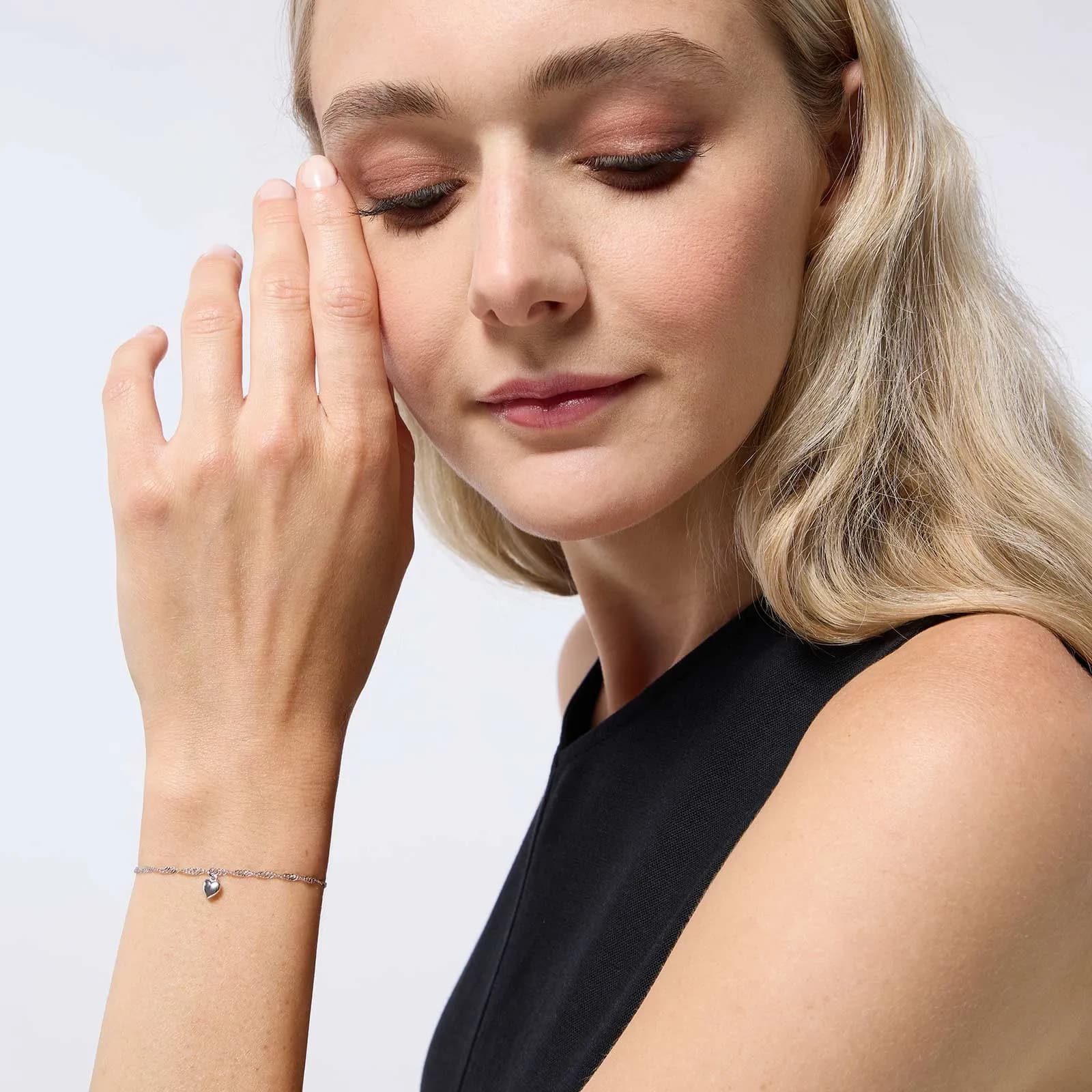 Armband dam, äkta silver - hänge hjärta 2