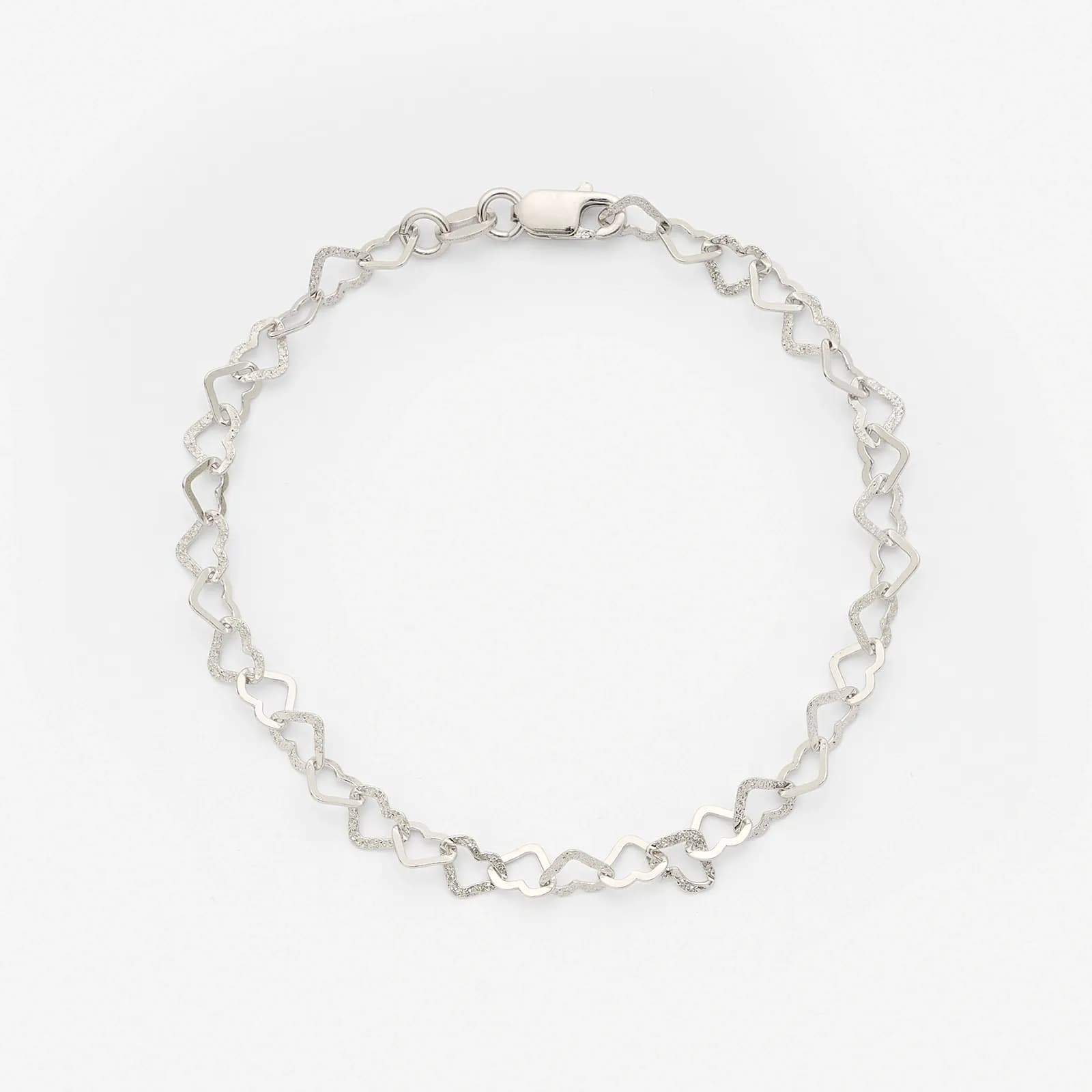 Armband dam i silver, hjärtlänk 19cm