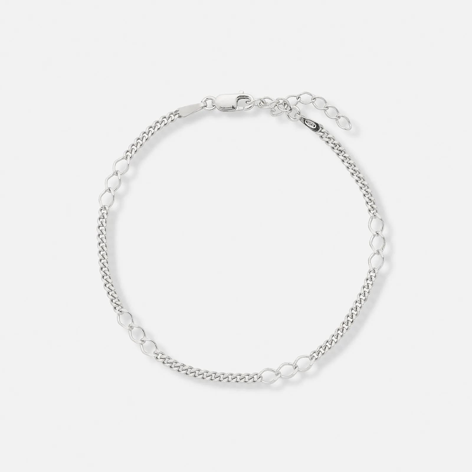 Armband dam i silver -mixad pansar 42+3cm