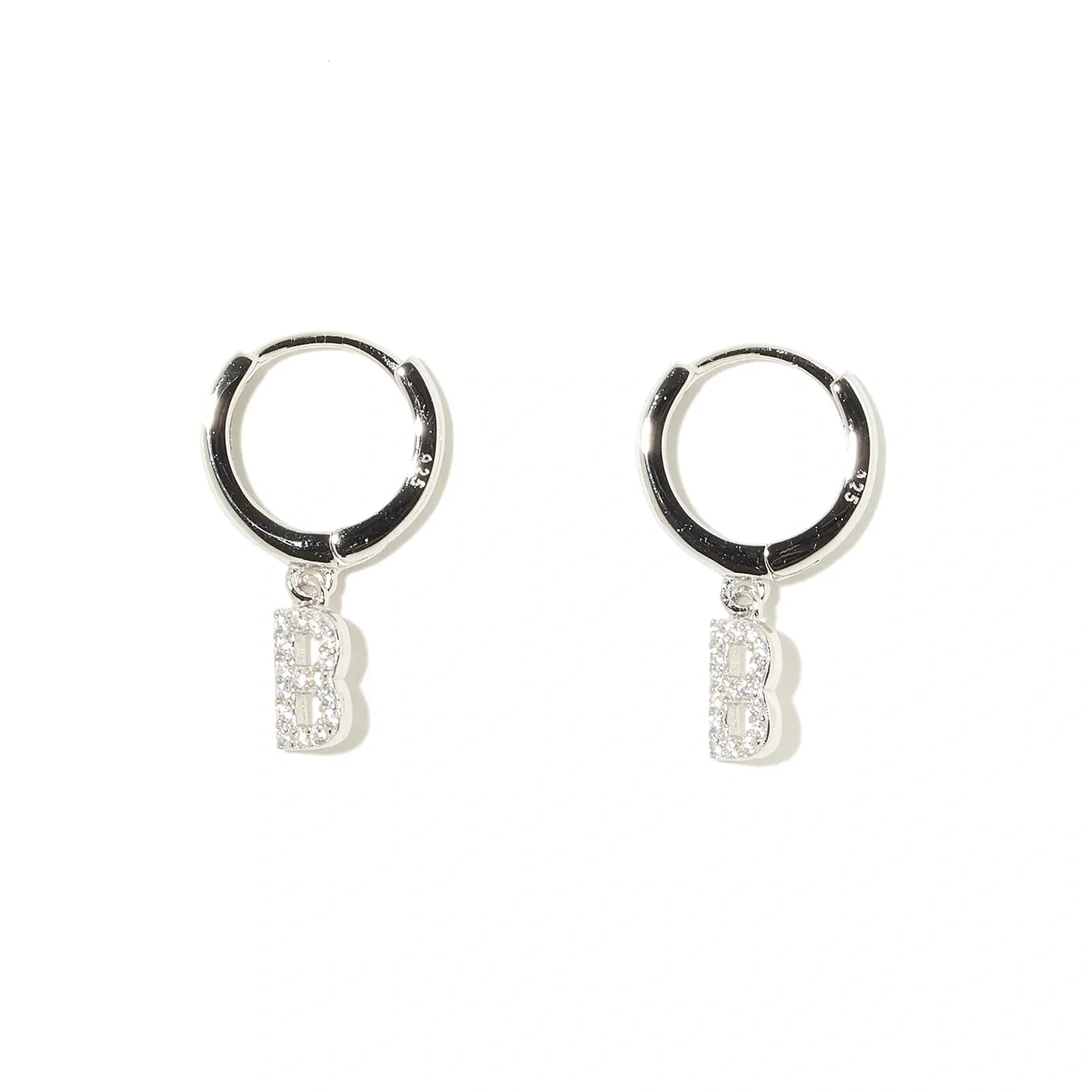 Örhängen äkta silver - hoops, bokstav B