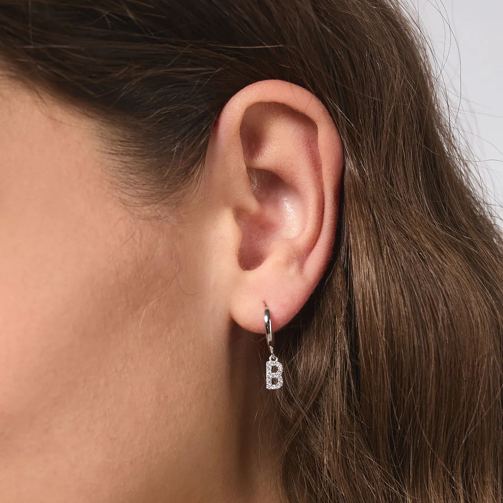 Örhängen äkta silver - hoops, bokstav B 2