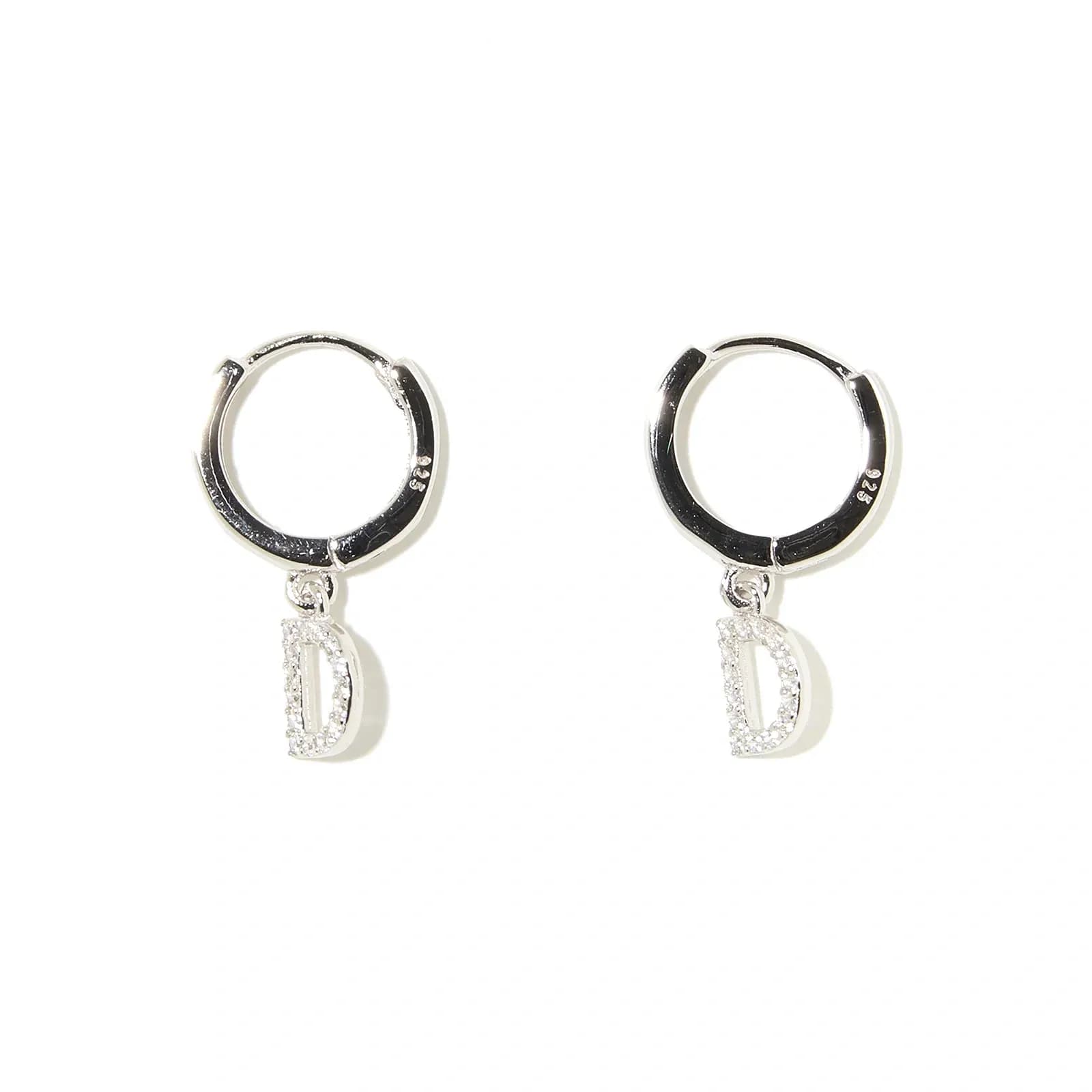 Örhängen äkta silver - hoops, bokstav D