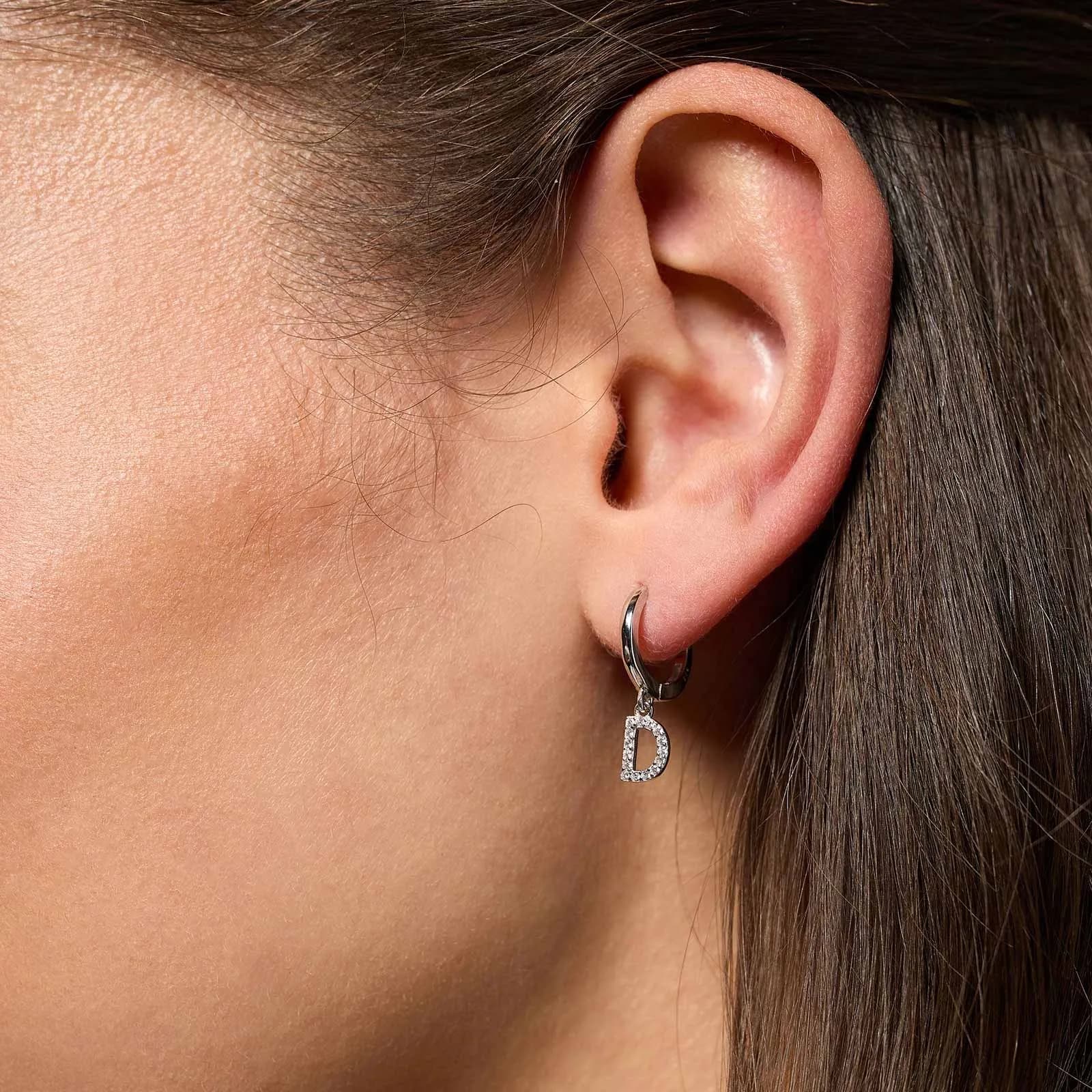Örhängen äkta silver - hoops, bokstav D 3