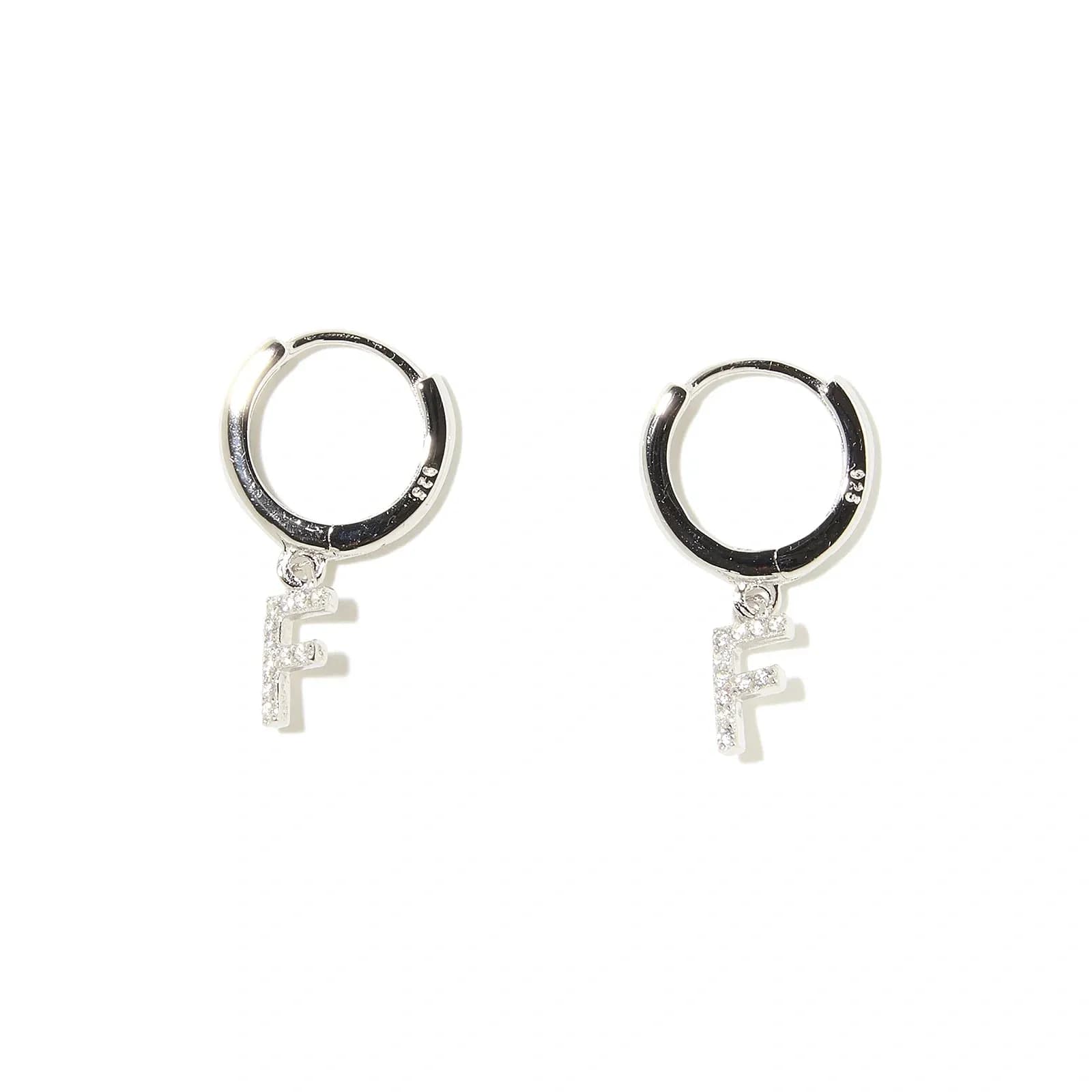 Örhängen äkta silver - hoops, bokstav F