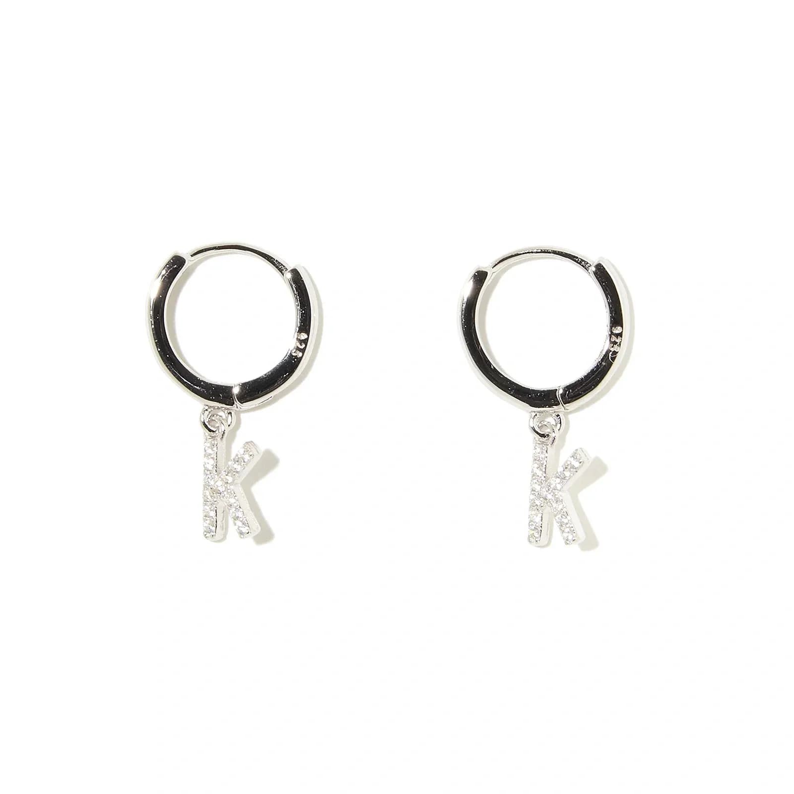 Örhängen äkta silver - hoops, bokstav K