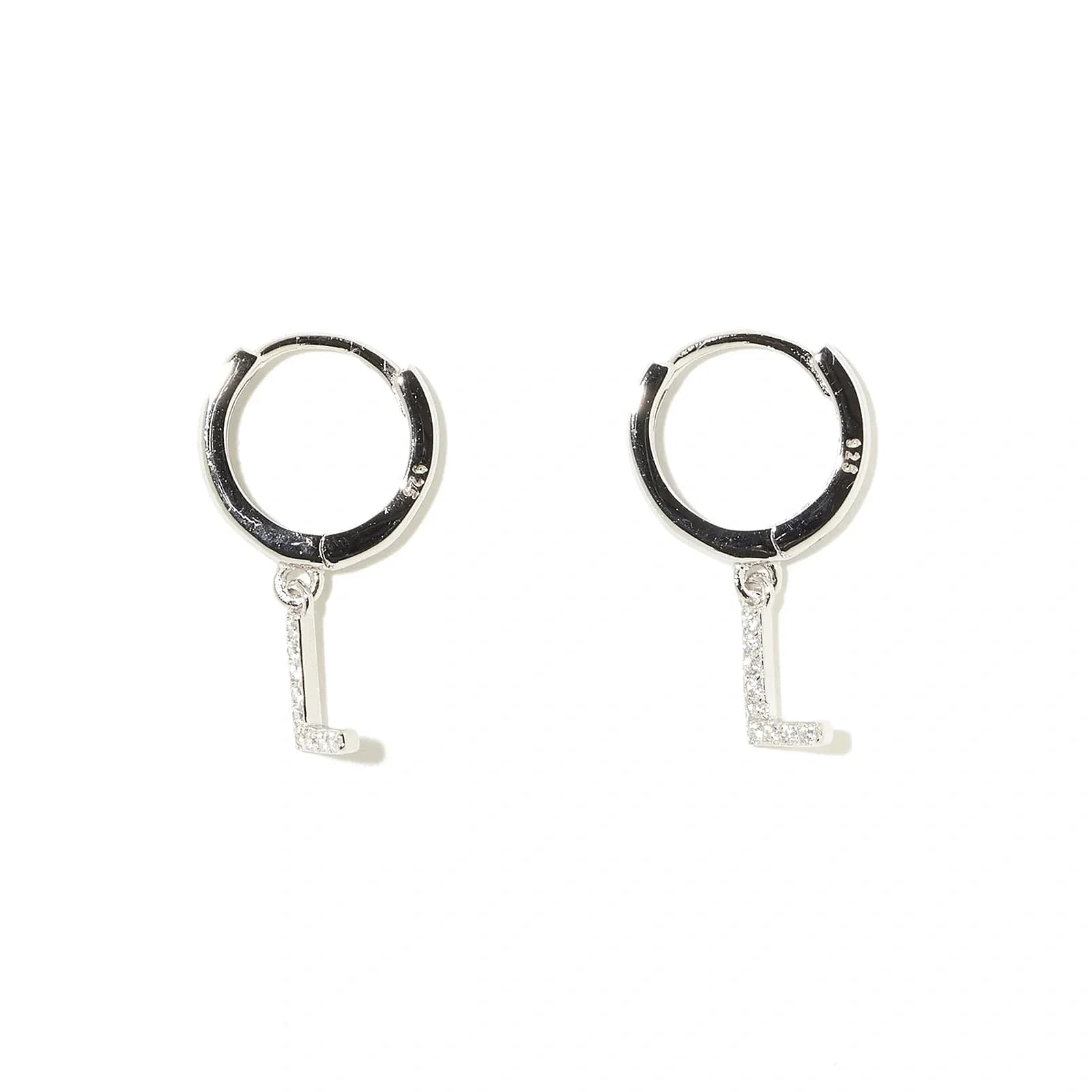 Örhängen äkta silver - hoops, bokstav L