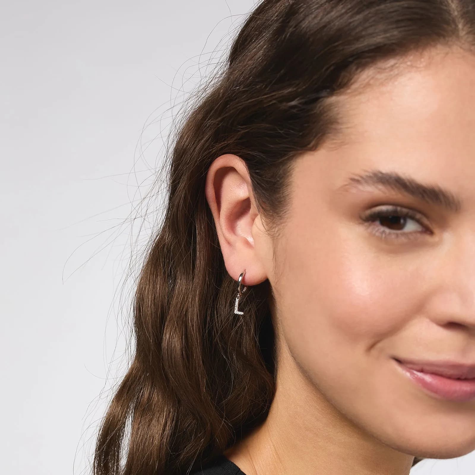 Örhängen äkta silver - hoops, bokstav L 3