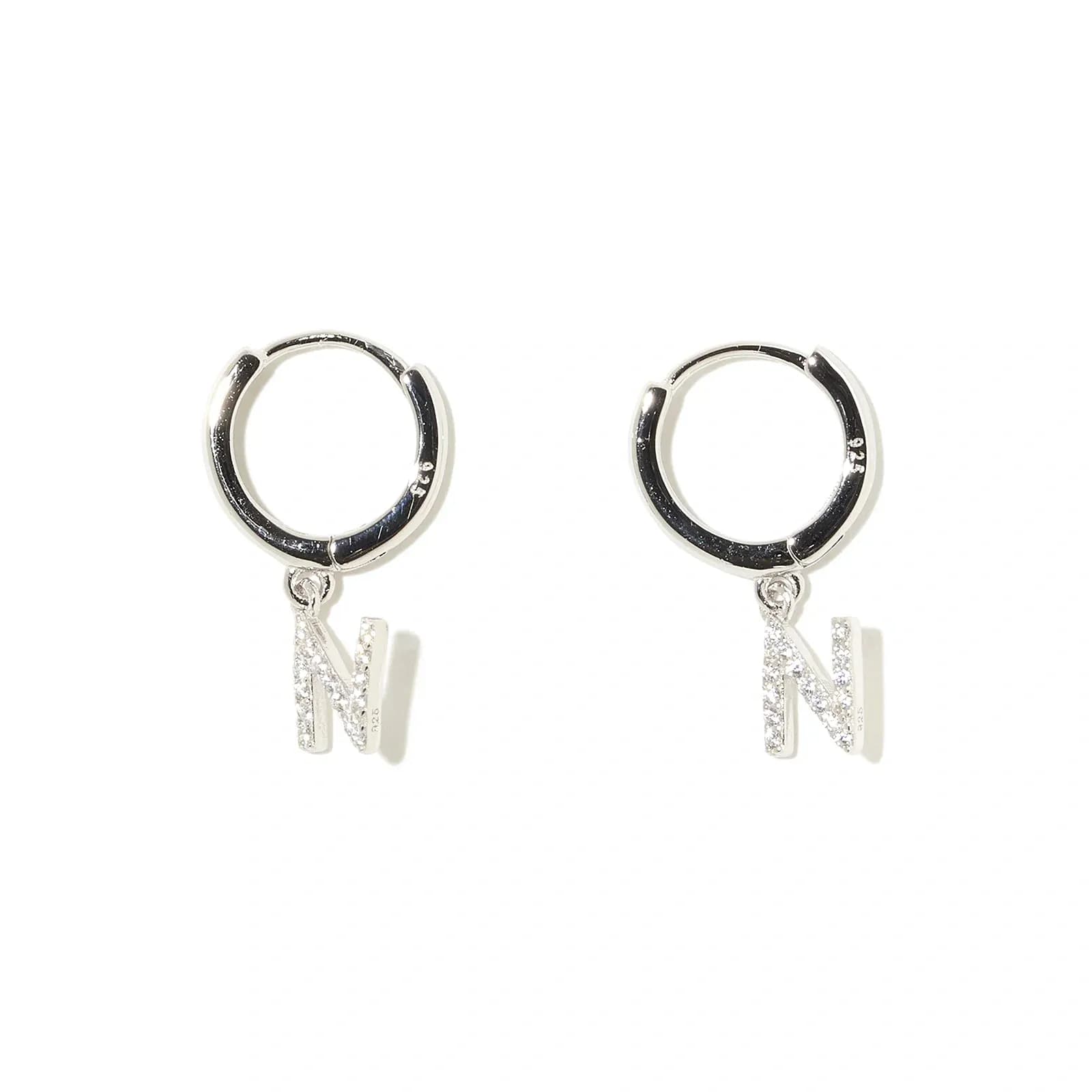 Örhängen äkta silver - hoops, bokstav N