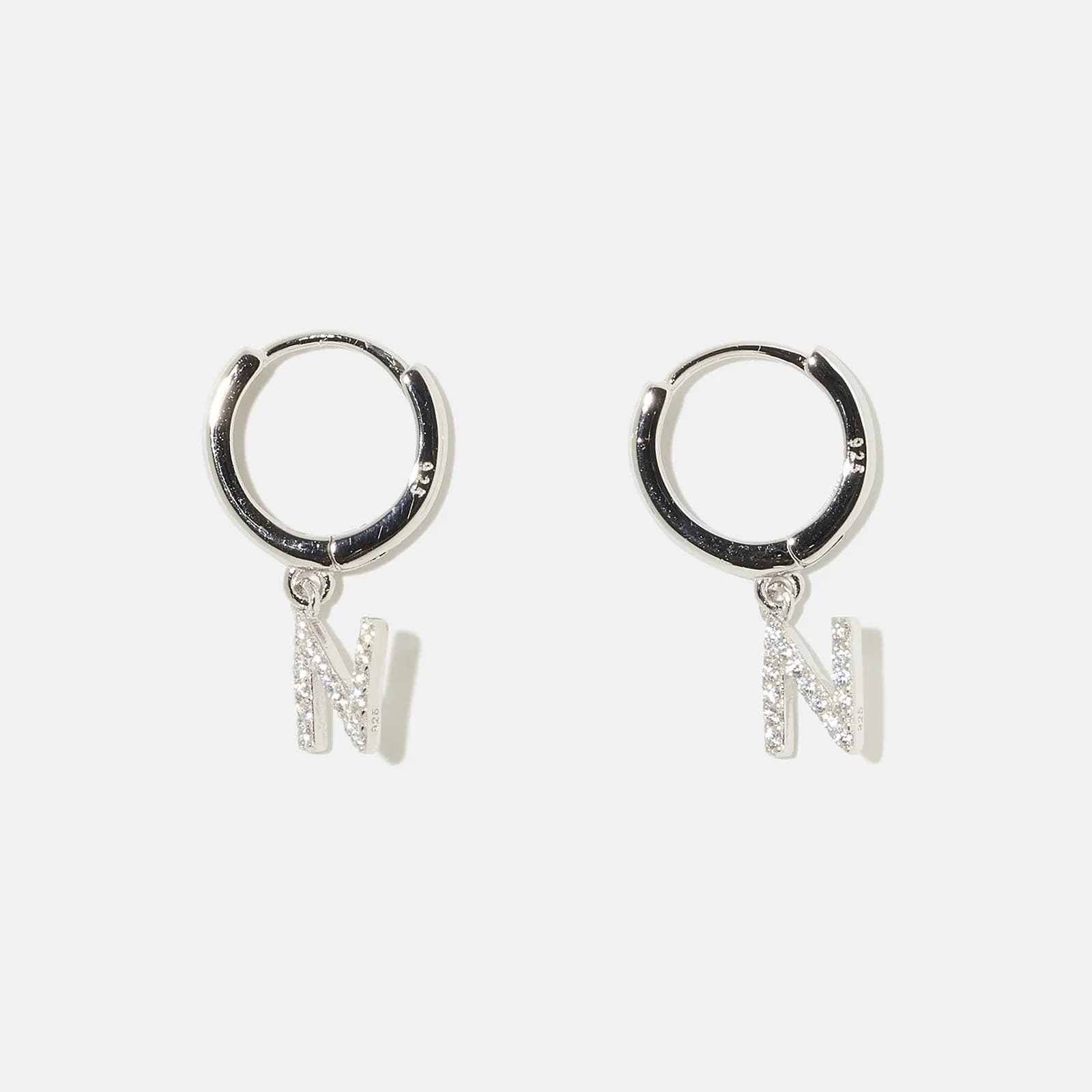 Örhängen äkta silver - hoops, bokstav N