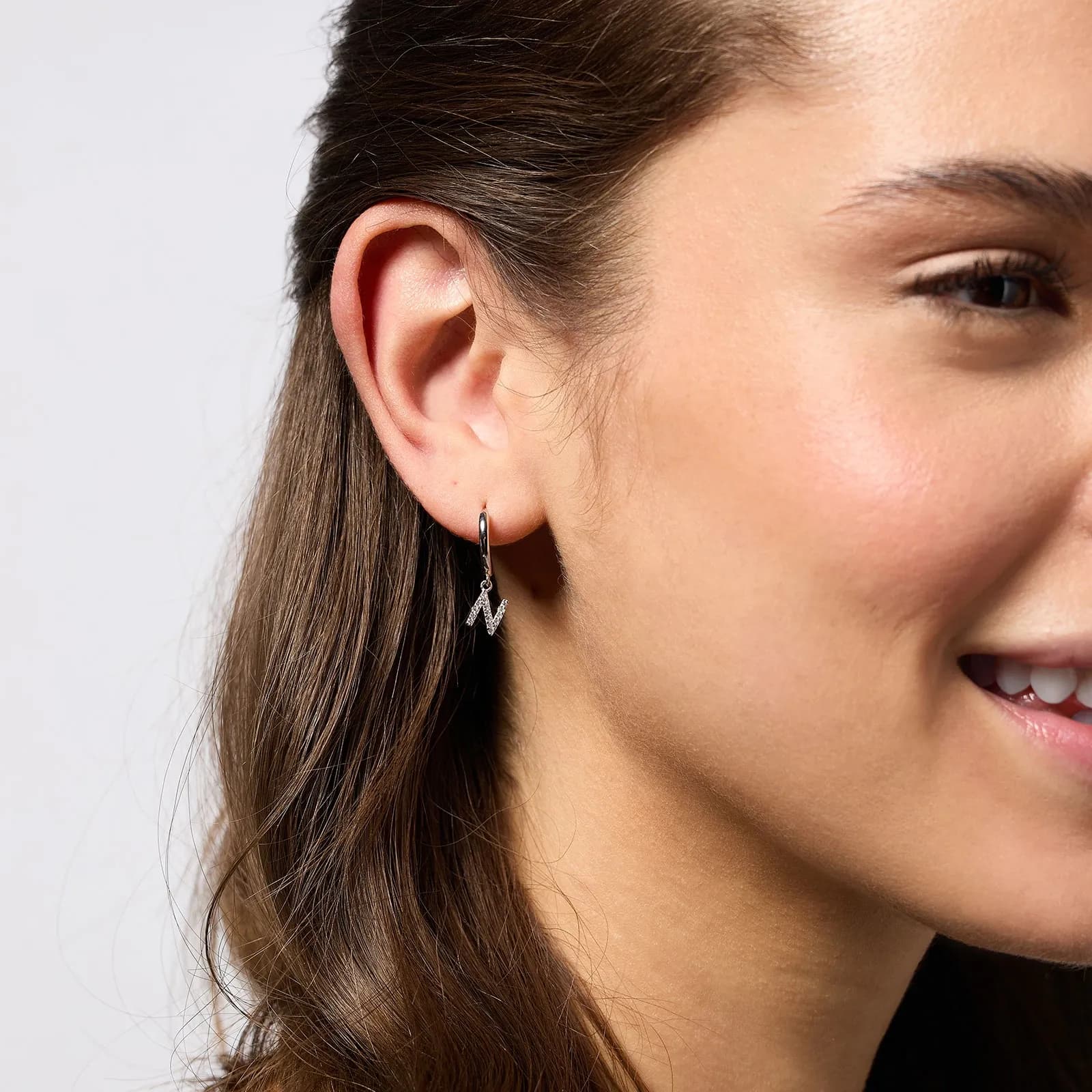Örhängen äkta silver - hoops, bokstav N 2