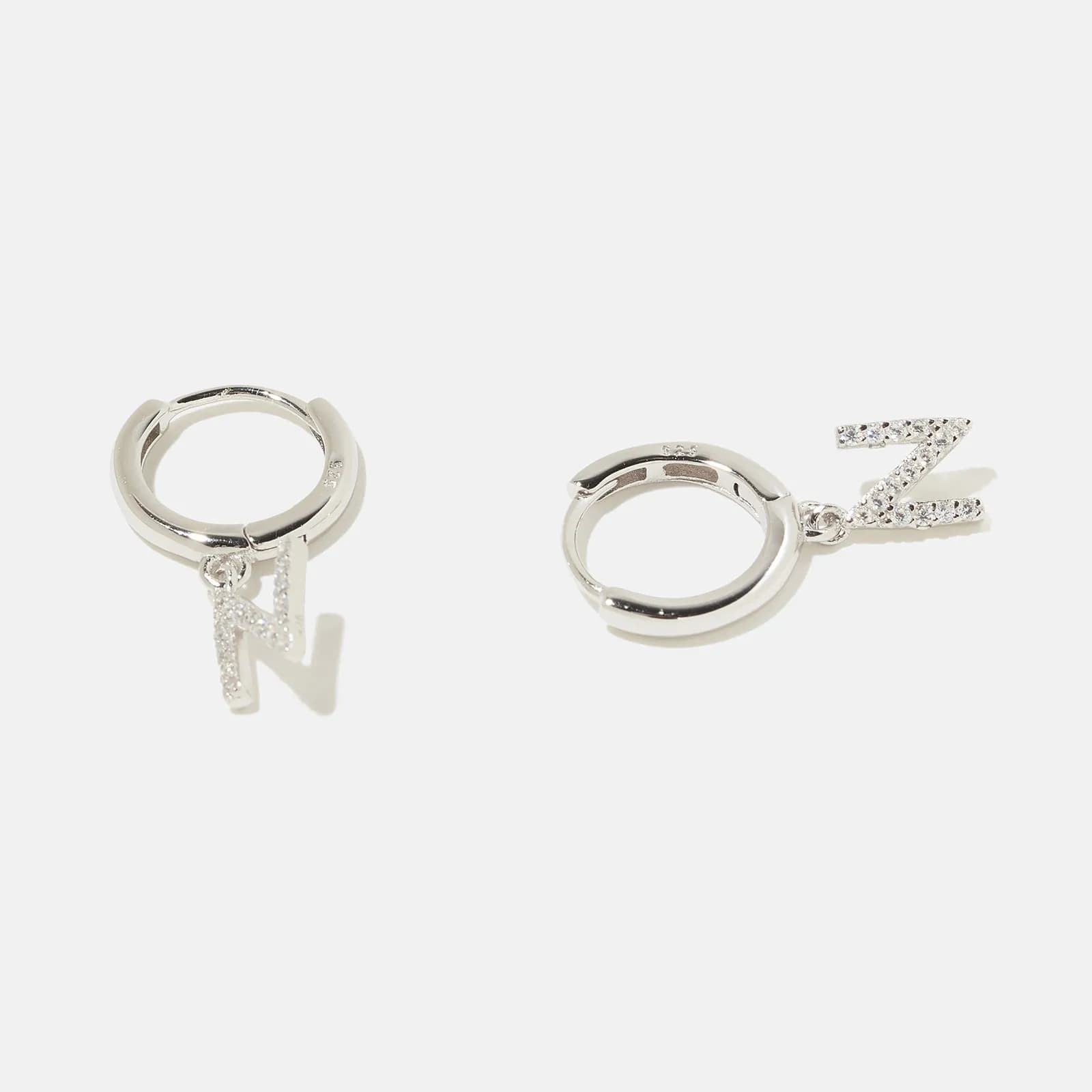 Örhängen äkta silver - hoops, bokstav N 4