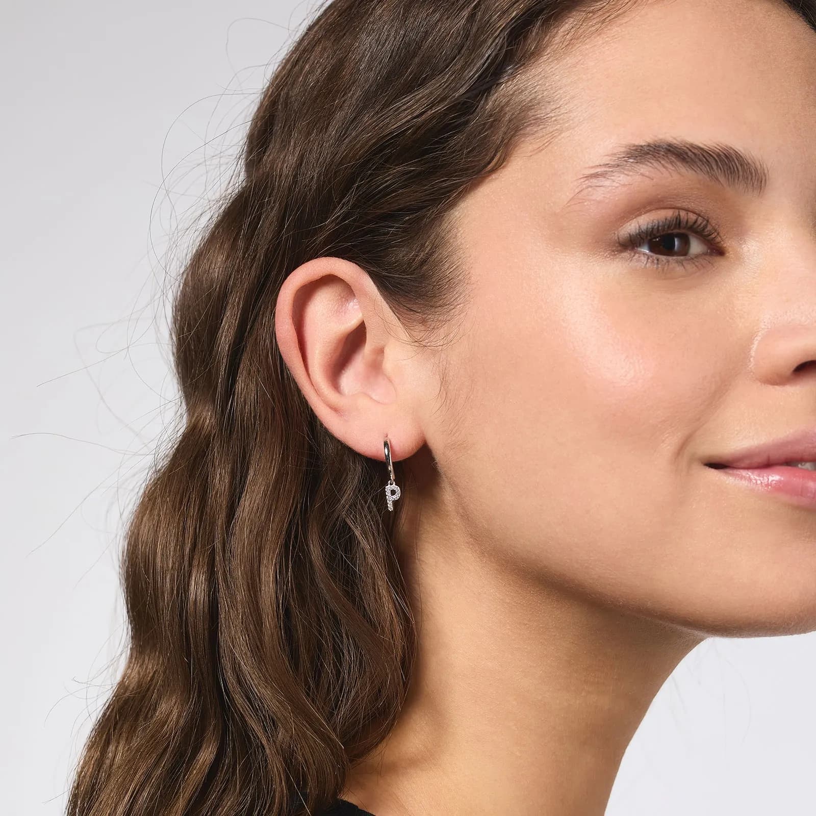 Örhängen äkta silver - hoops, bokstav P 2