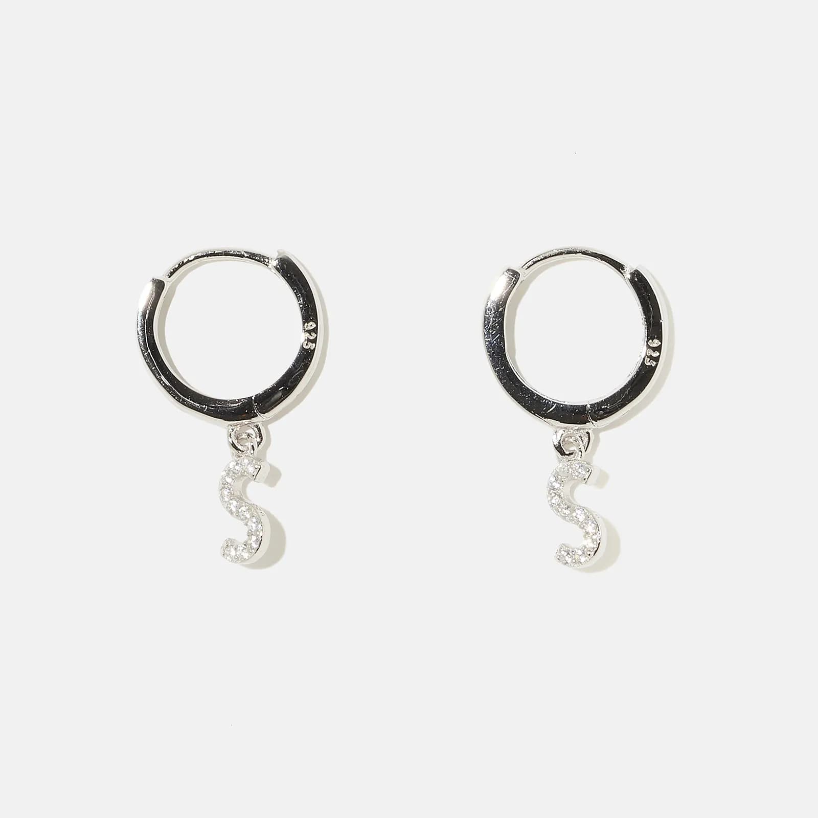Örhängen äkta silver - hoops, bokstav S