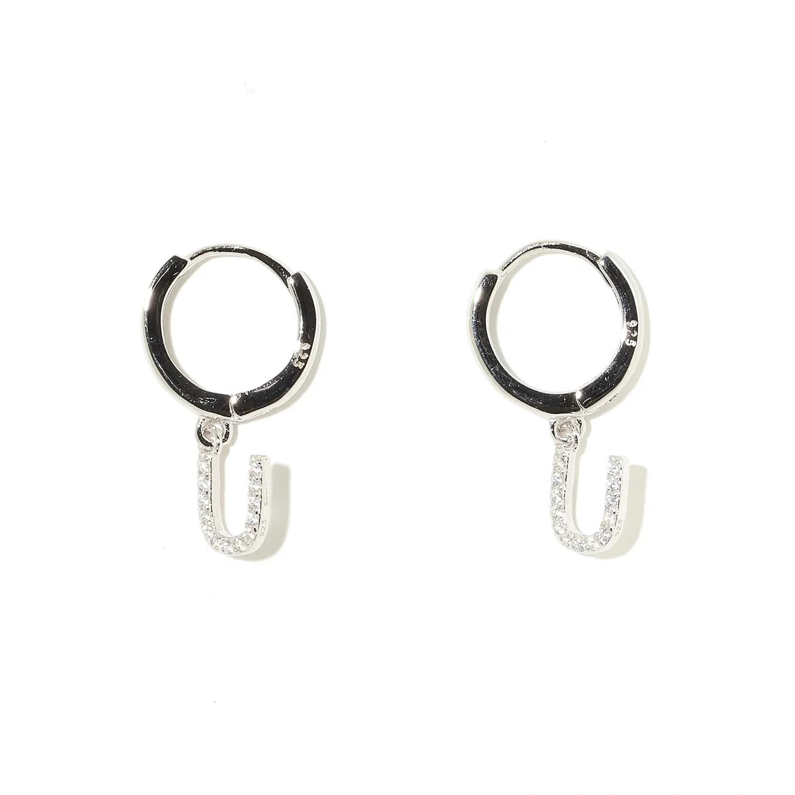 Örhängen äkta silver - hoops, bokstav U