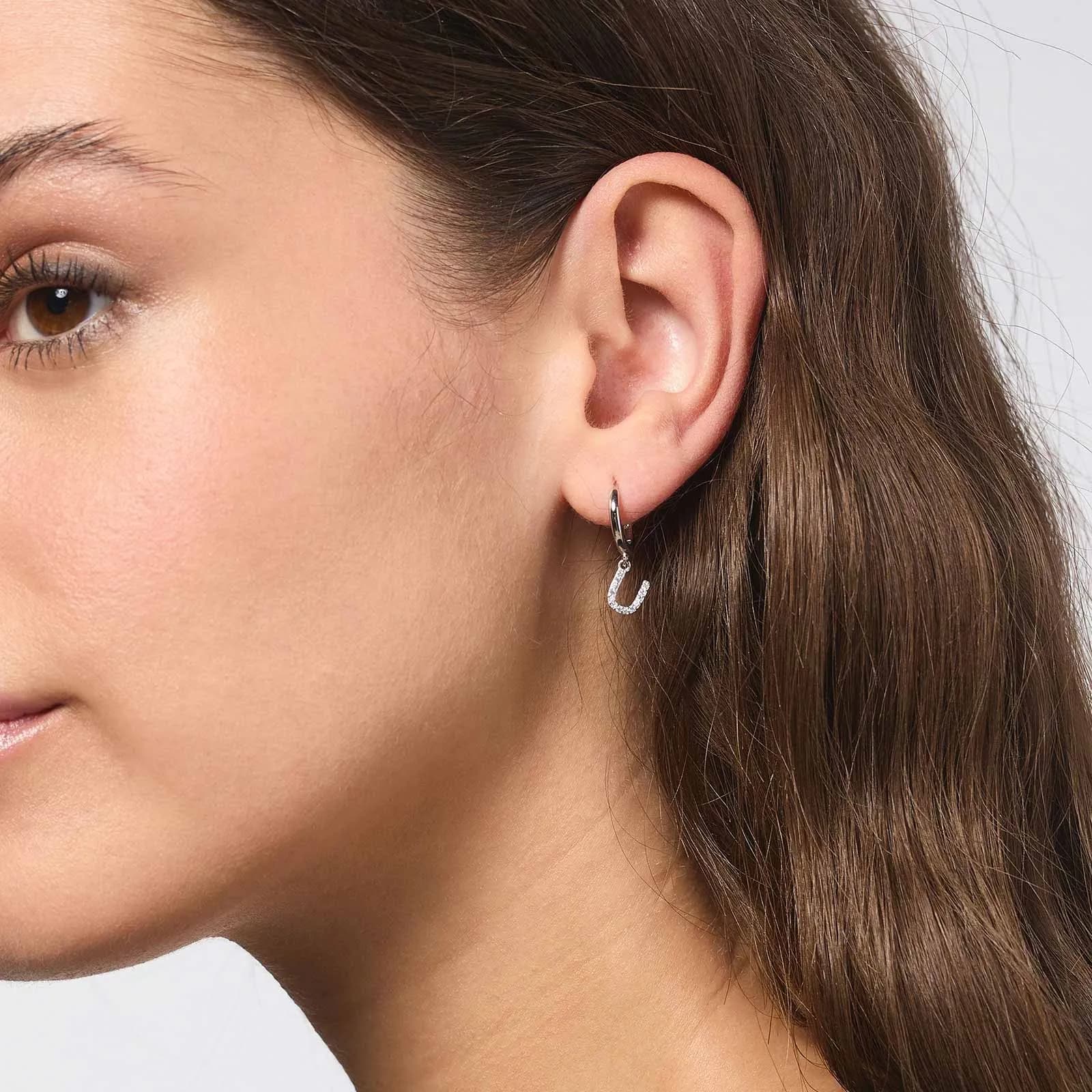 Örhängen äkta silver - hoops, bokstav U 2