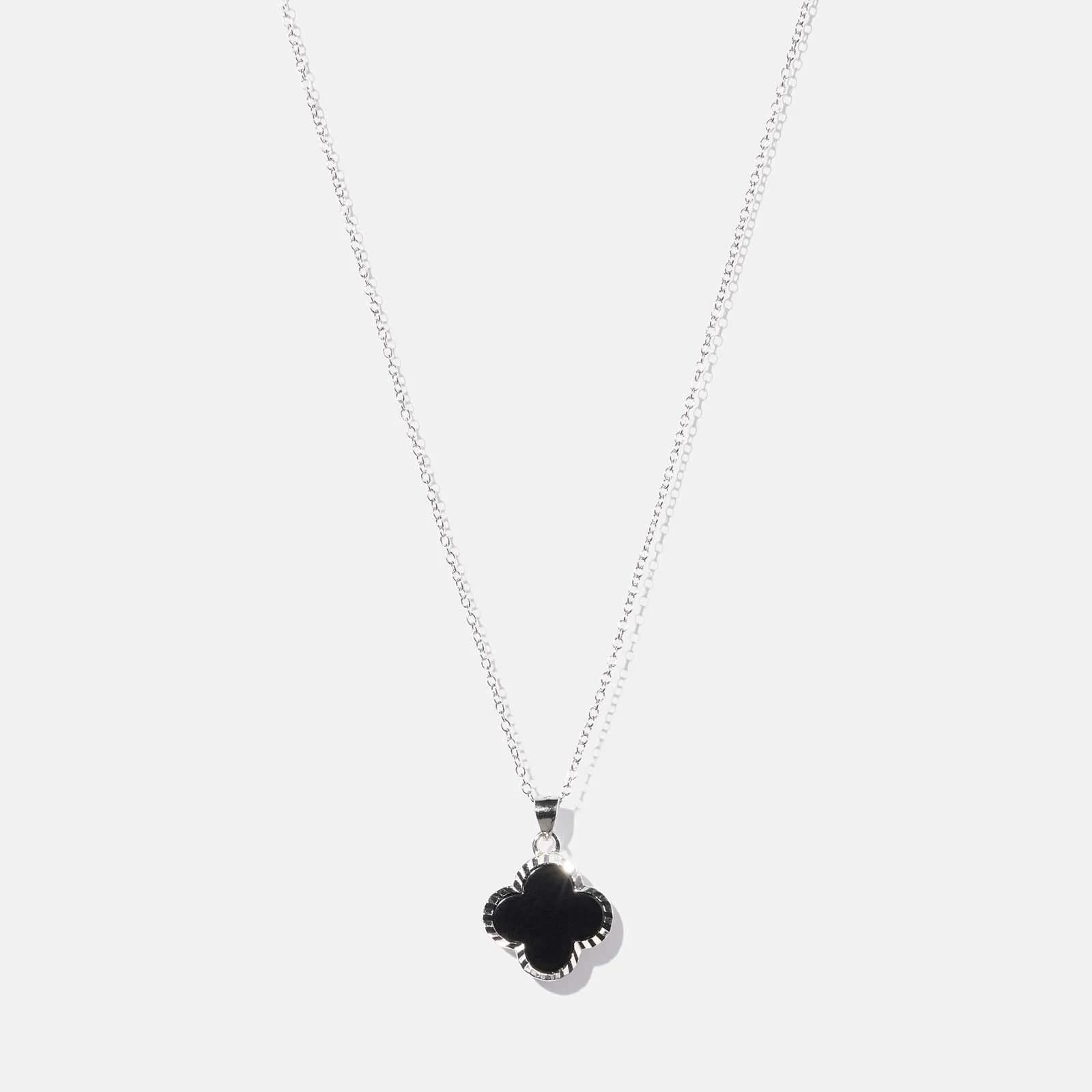 Halsband i äkta silver - fyrklöver, svart onyx 1