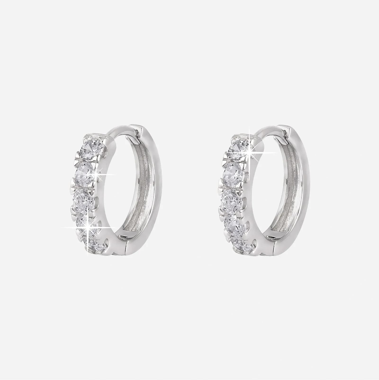 Örhängen i äkta silver - hoops med stenar 14 mm