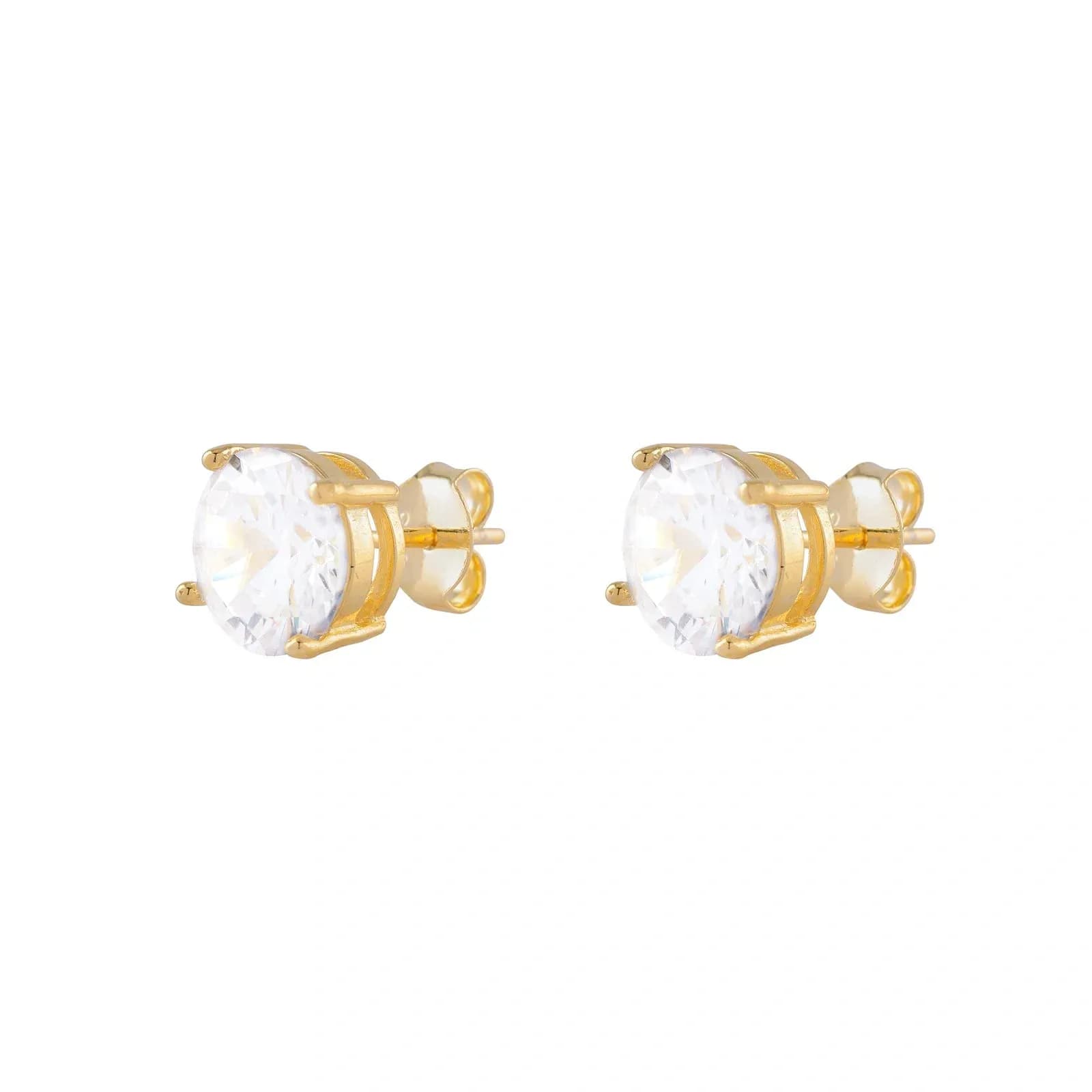 Guldpläterade silverörhängen - Kubisk Zirkonia 8 mm