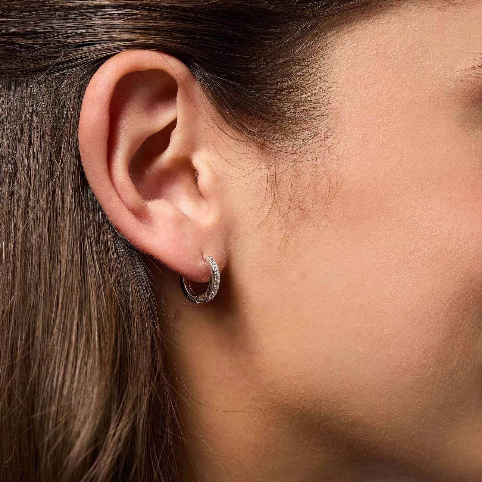 Örhängen äkta silver - glittriga hoops 12 mm 3