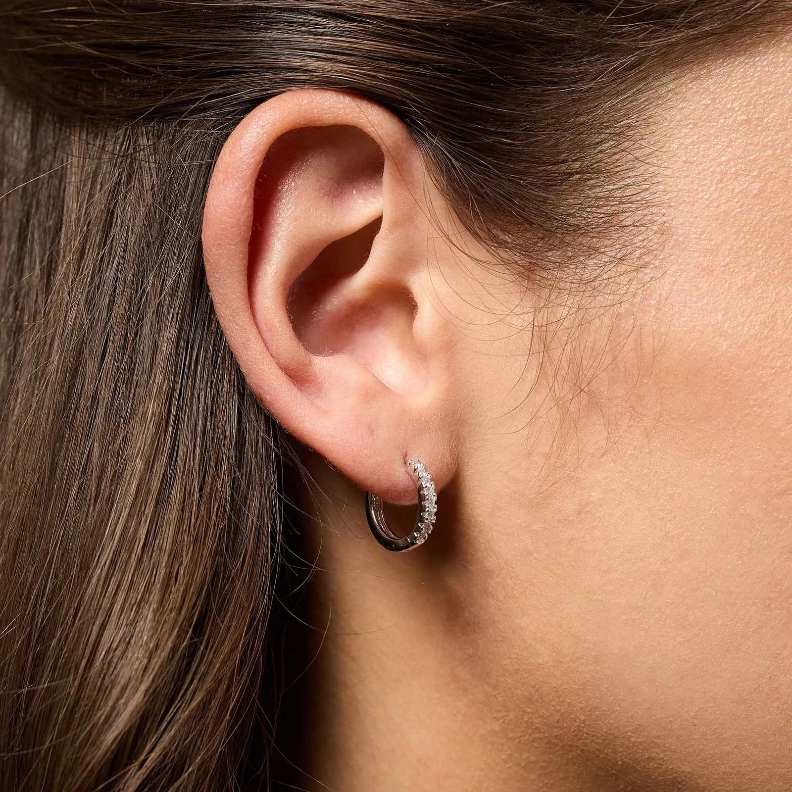 Örhängen äkta silver - glittriga hoops 15 mm 3