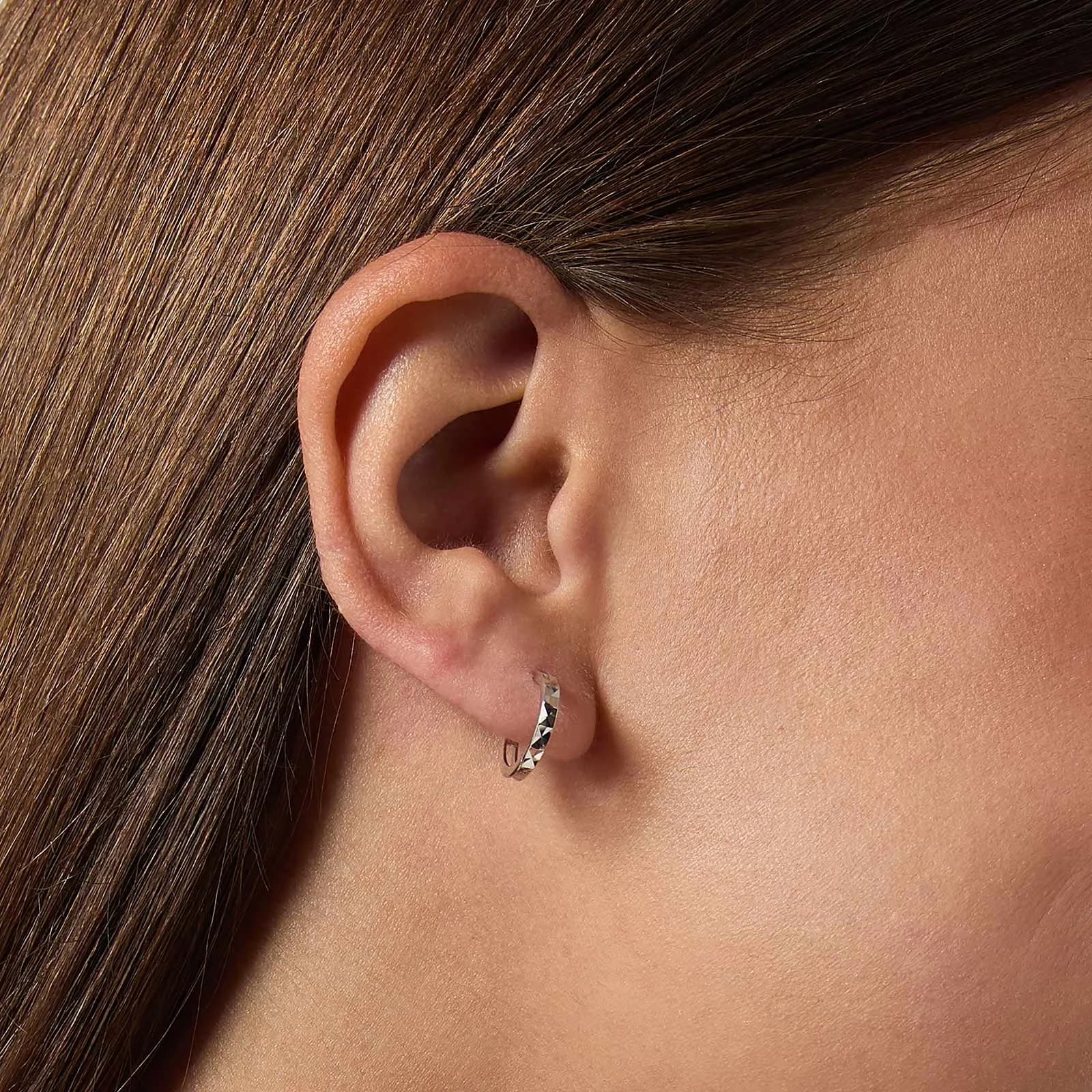 Hoops i äkta silver - mönstrad yta, 12mm 3