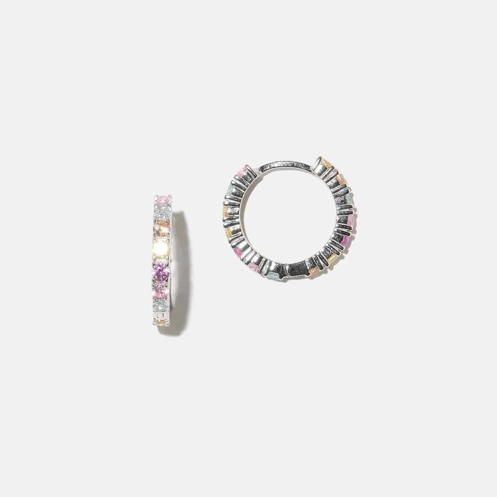 Örhängen i äkta silver - hoops, flerfärgade stenar, 15mm