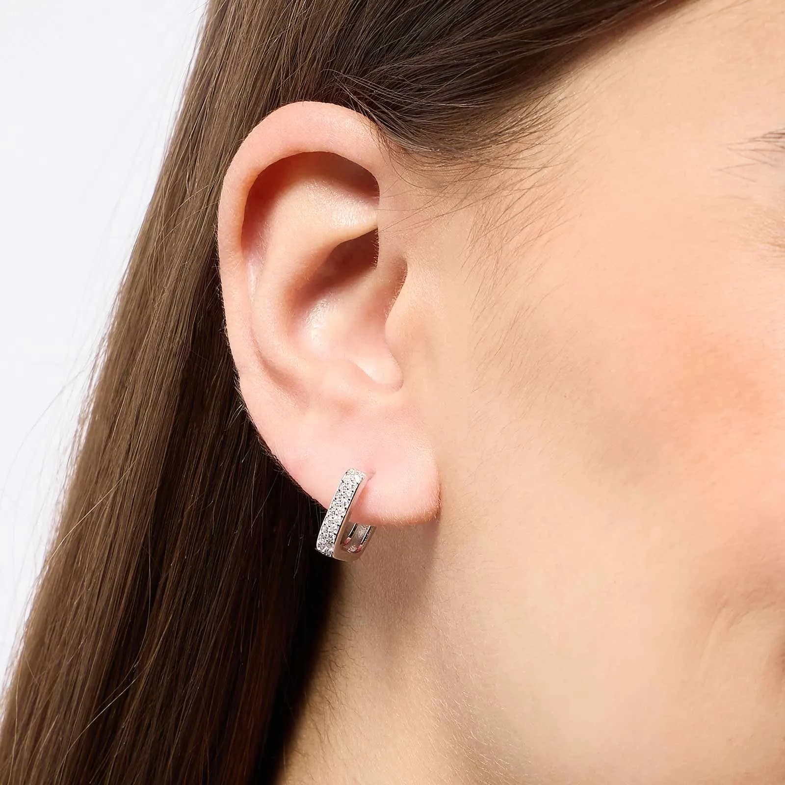 Örhängen i äkta silver - fyrkantiga hoops, 12mm 2