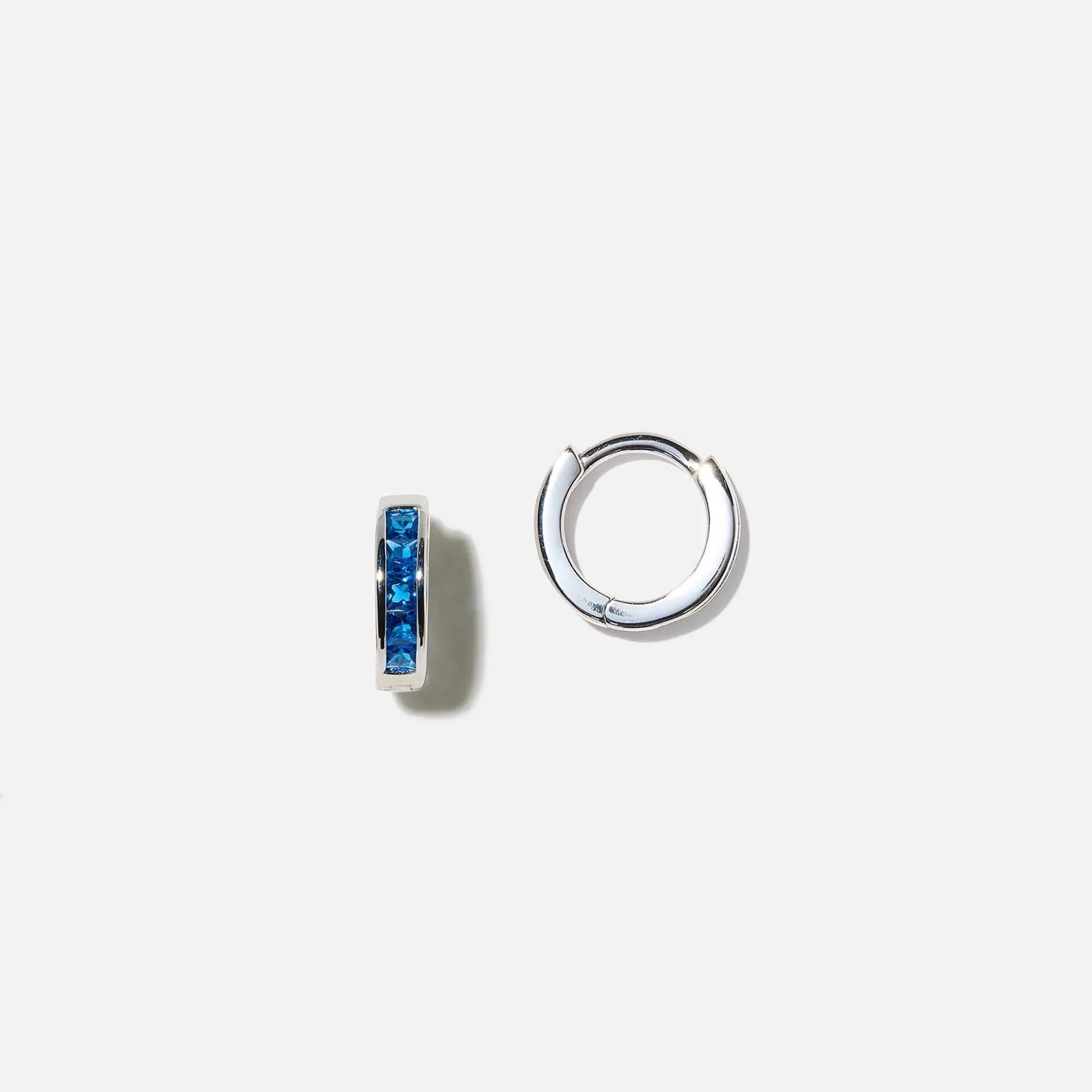 Örhängen i äkta silver - hoops blå stenar, 12mm 1