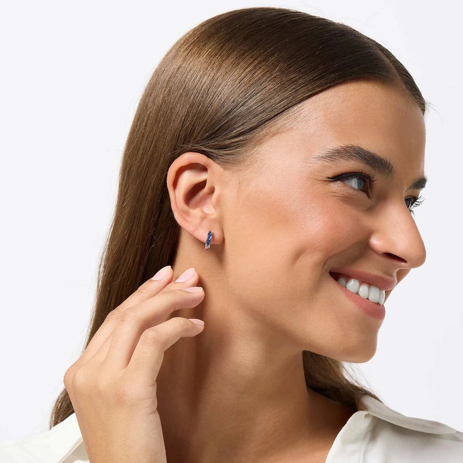 Örhängen i äkta silver - hoops blå stenar, 12mm 3