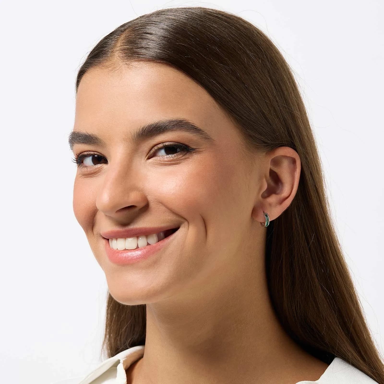 Örhängen i äkta silver - hoops gröna stenar, 12mm 3