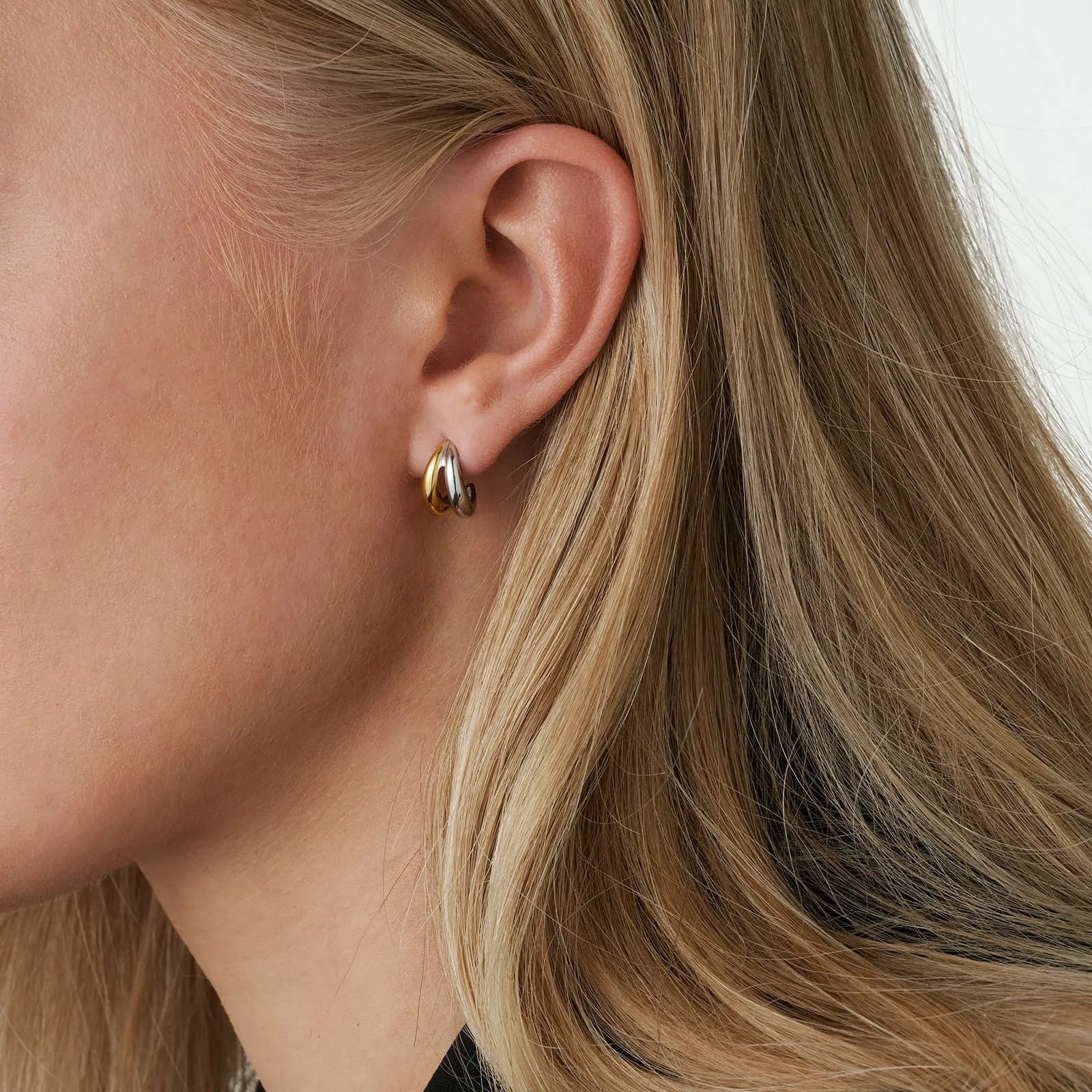 Silverörhängen bicolor - hoops, 13mm 2