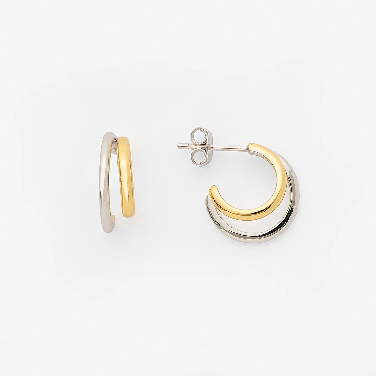 Silverörhängen bicolor - hoops, 15mm
