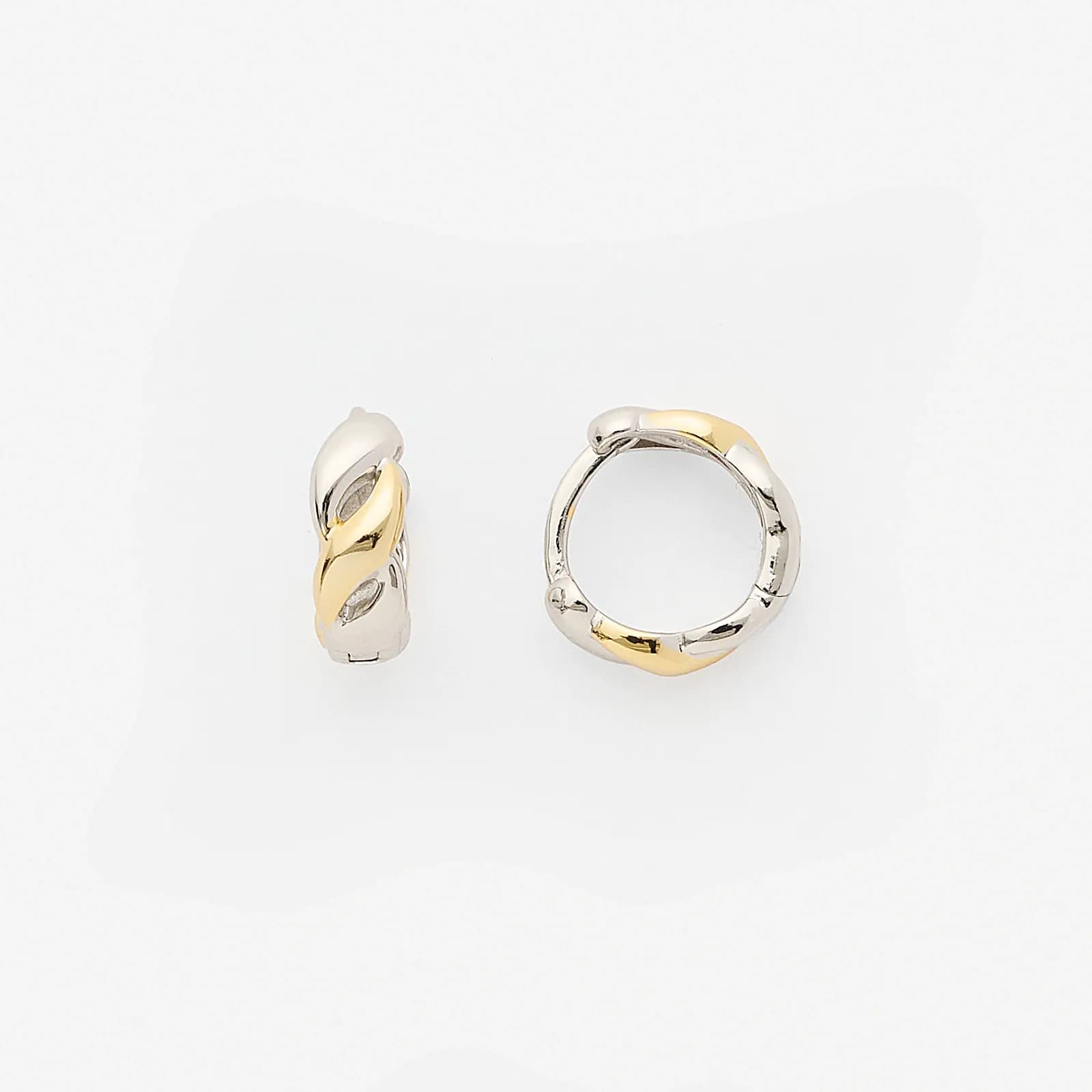 Silverörhängen bicolor - vridna hoops, 12mm