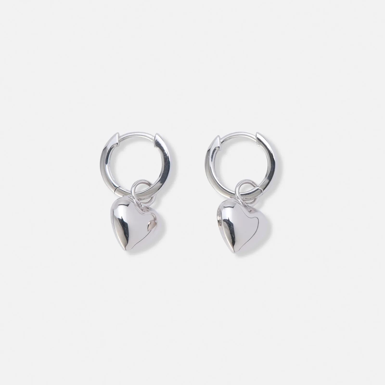 Silverörhängen, hoops med 10 mm hjärta