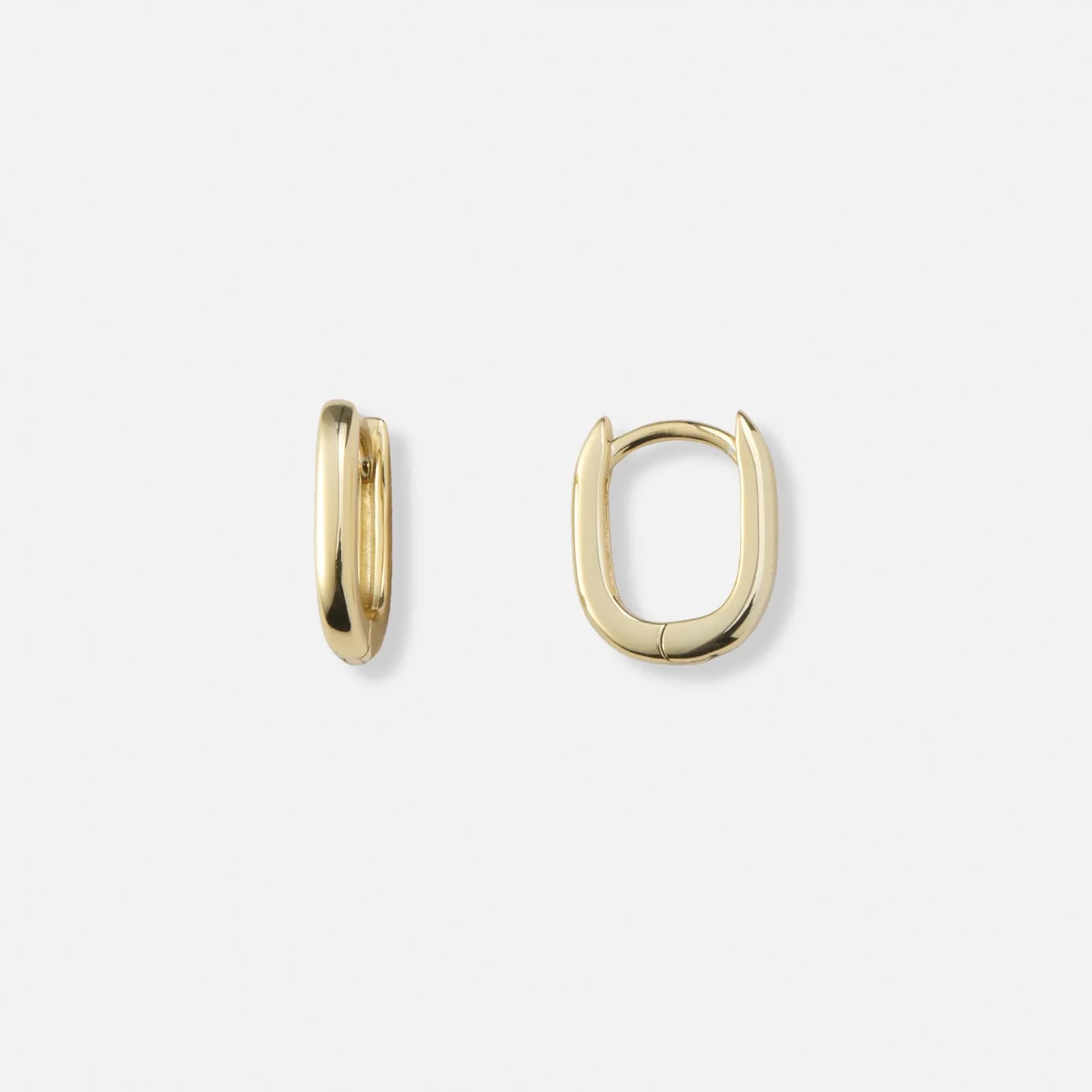 Guldpläterade silverörhängen, rektangulära hoops - 10x12mm