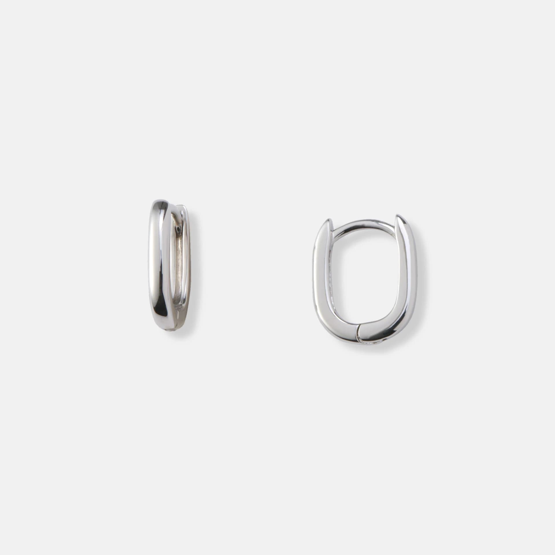 Silverörhängen, rektangulära hoops - 10x12mm