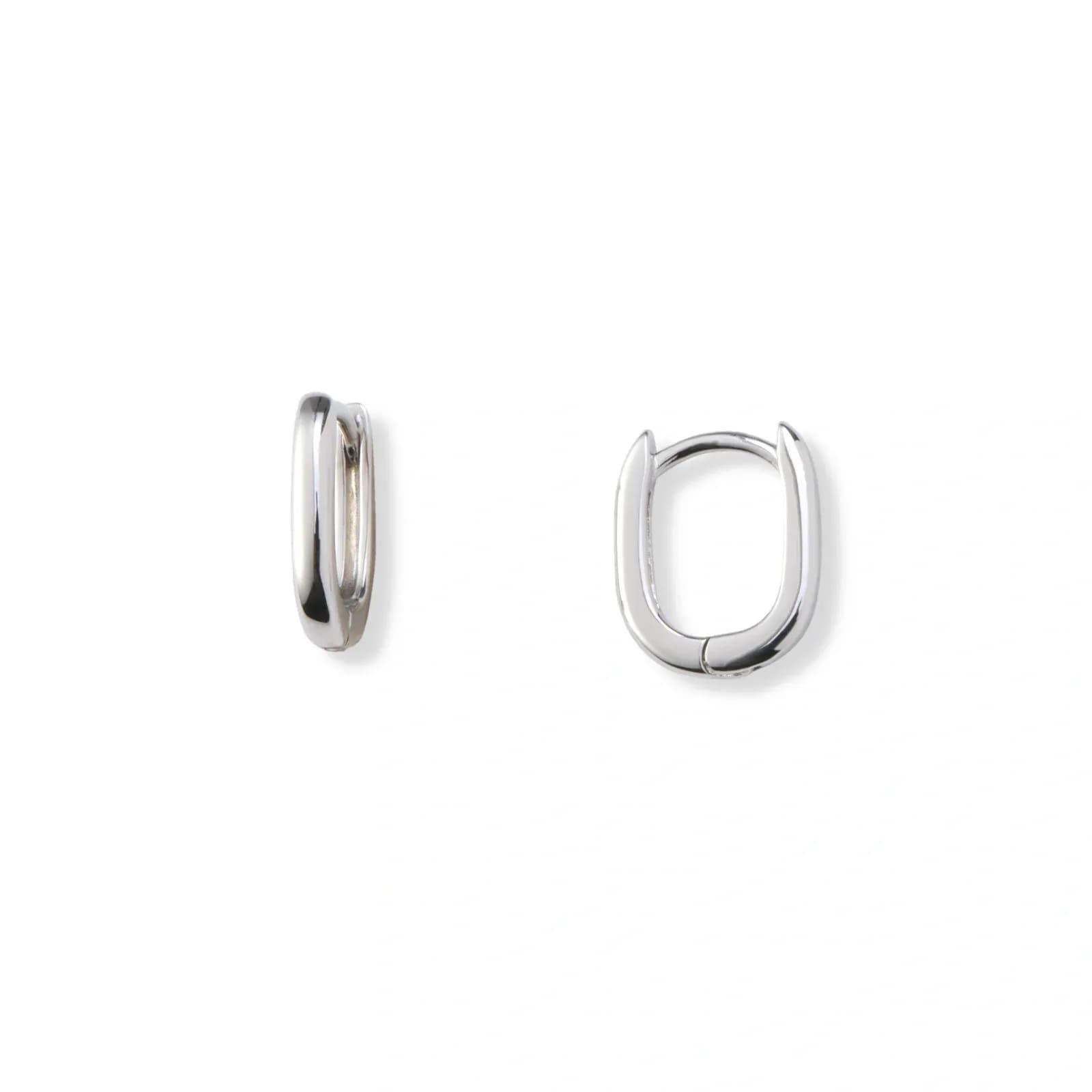 Silverörhängen, rektangulära hoops - 10x12mm
